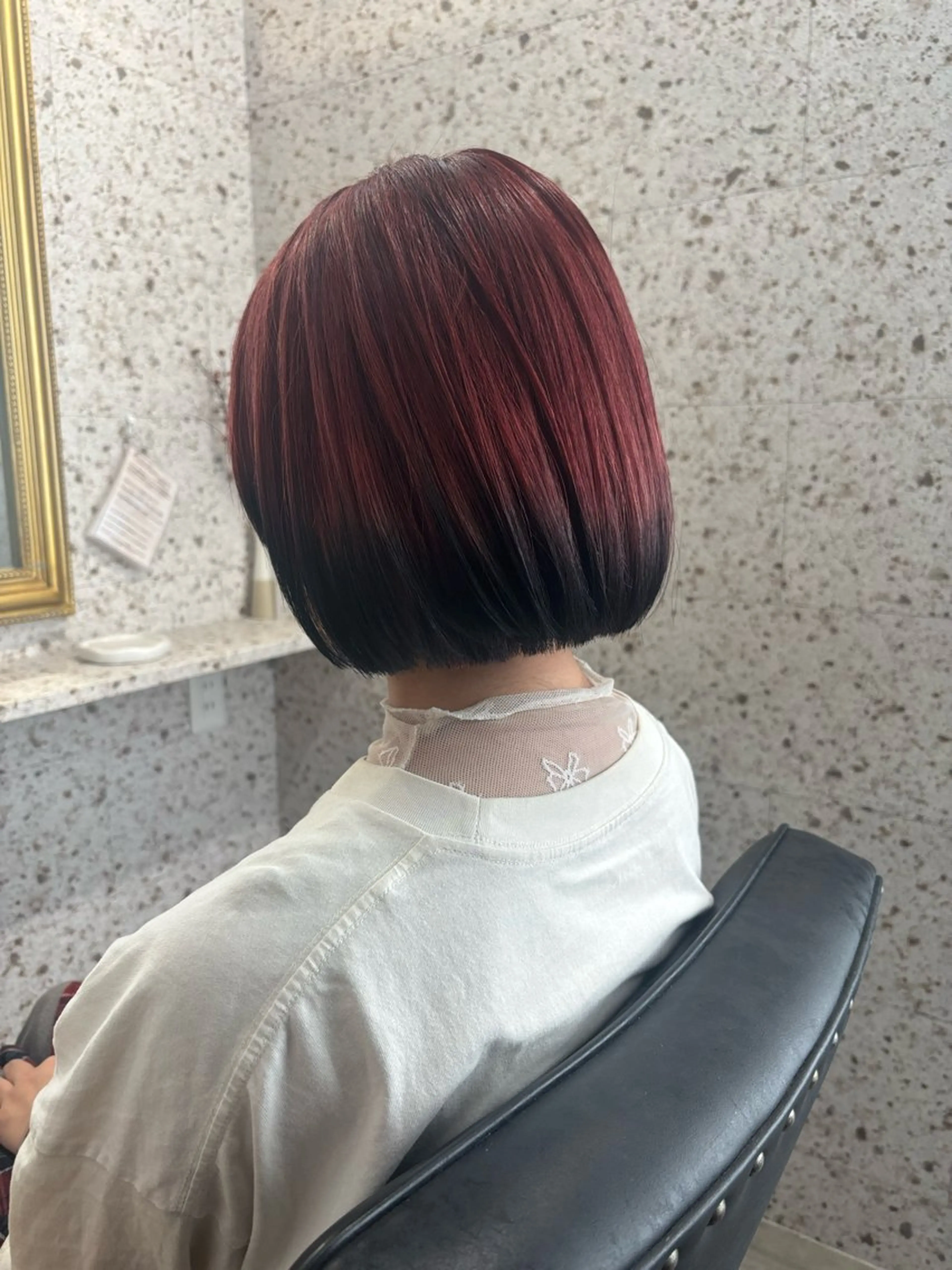 ミディアム カラー 黒髪 グラデーションカラー レッドカラー ヘアカラー SHOTO ハイトー ン/ブロンドカラーのヘアスタイル