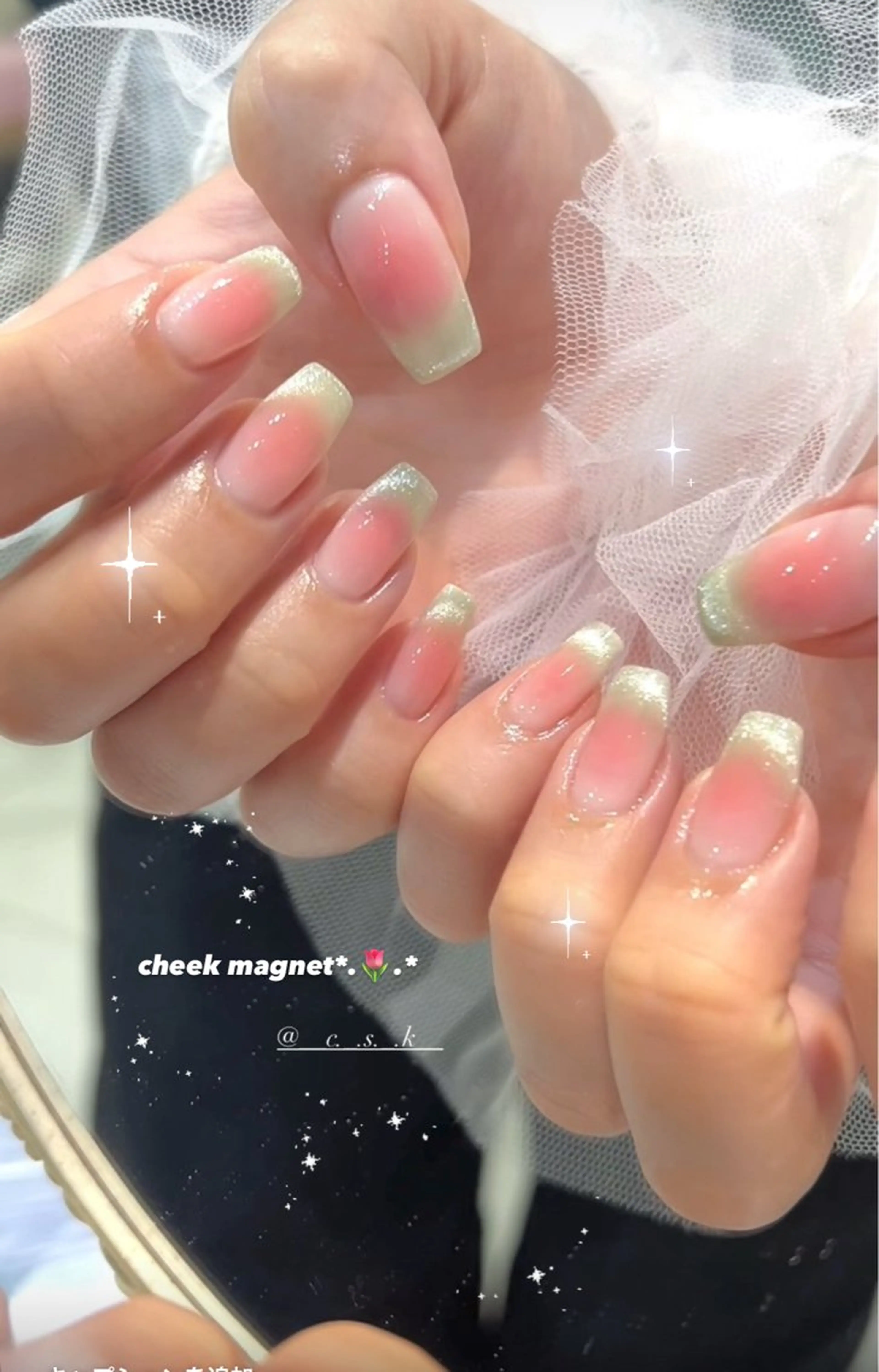 ネイル チークネイル クリアネイル マグネットネイル ハンドネイル 🎀チーク/ちゅるん 🫧chisa🎀のネイルデザイン