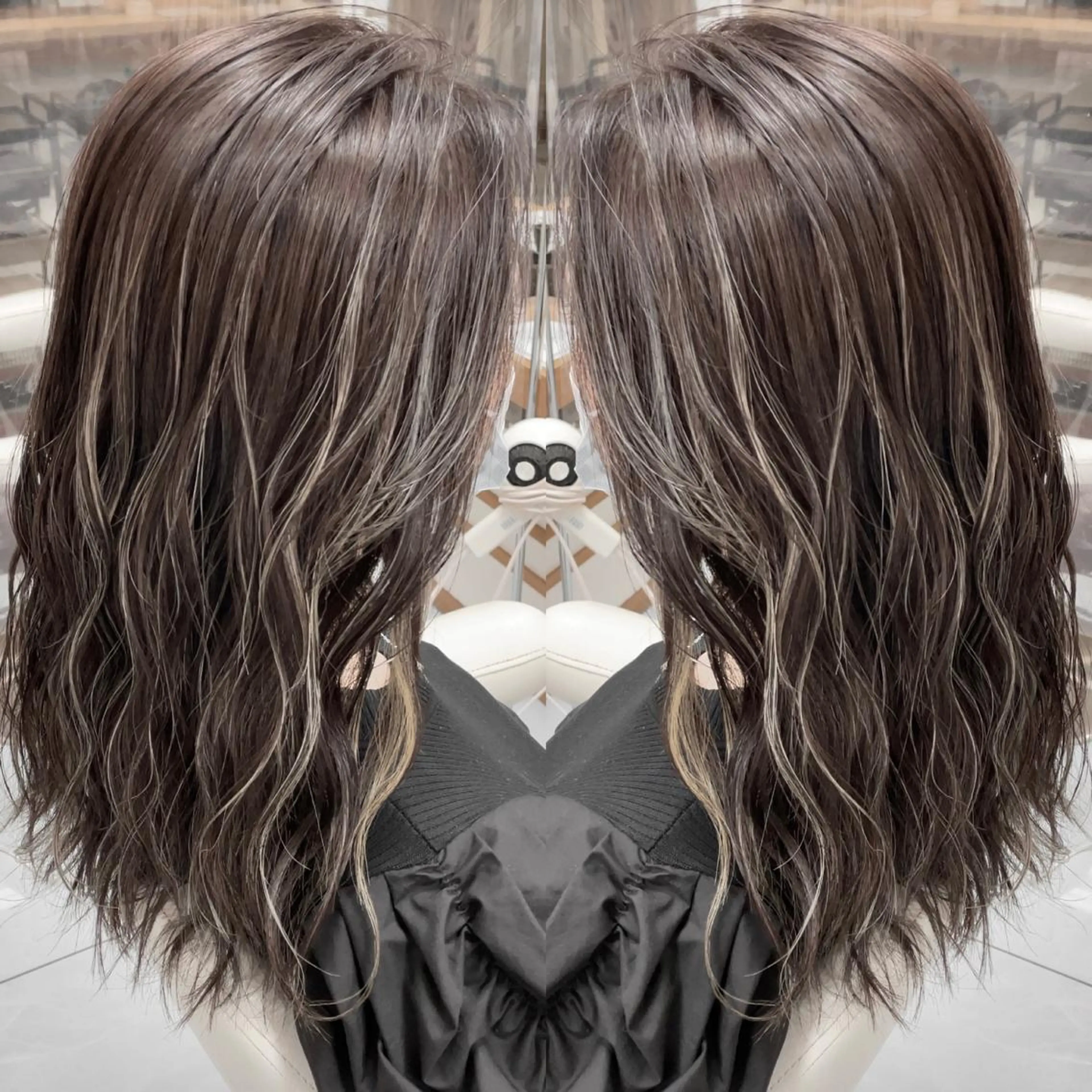 セミロング カラー 縮毛/レイヤー 韓国/橋口のヘアスタイル