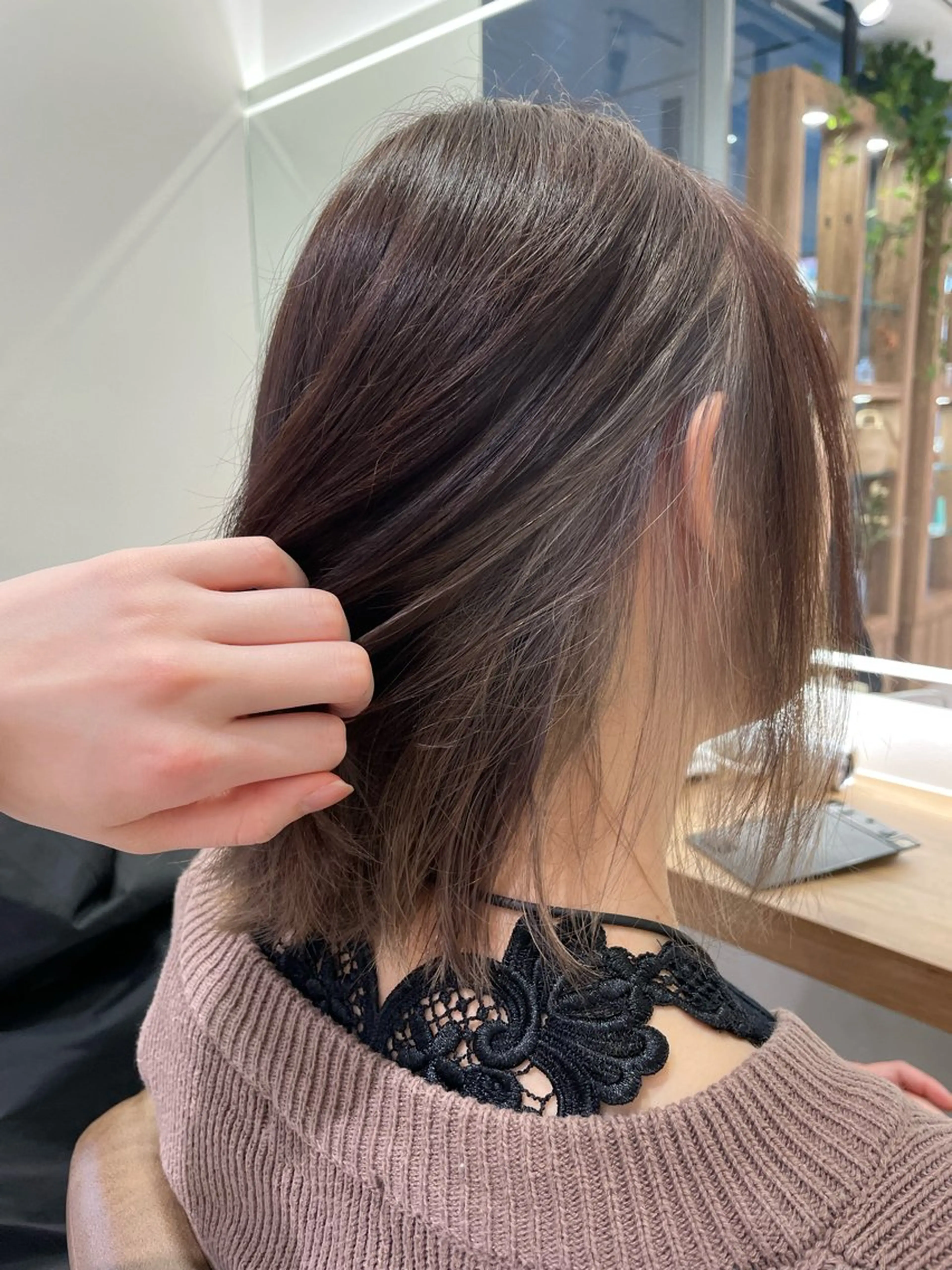 ミディアム カラー ブラウンカラー シルバー ♚Honoka♚ ヘアセットのヘアスタイル