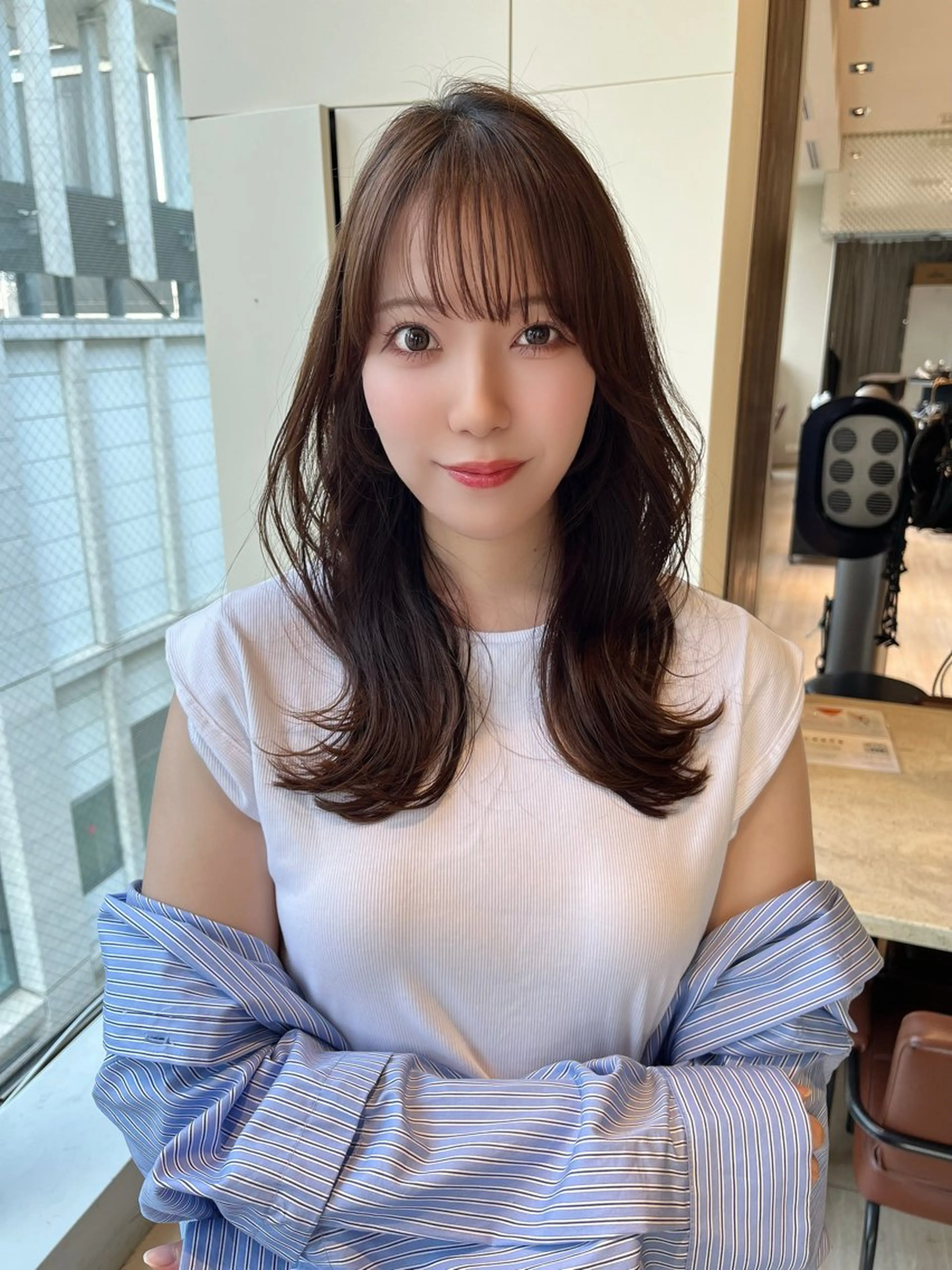 セミロング カラー レイヤーカット レイヤーカット顔周り /アレンジ伊藤彪真のヘアスタイル