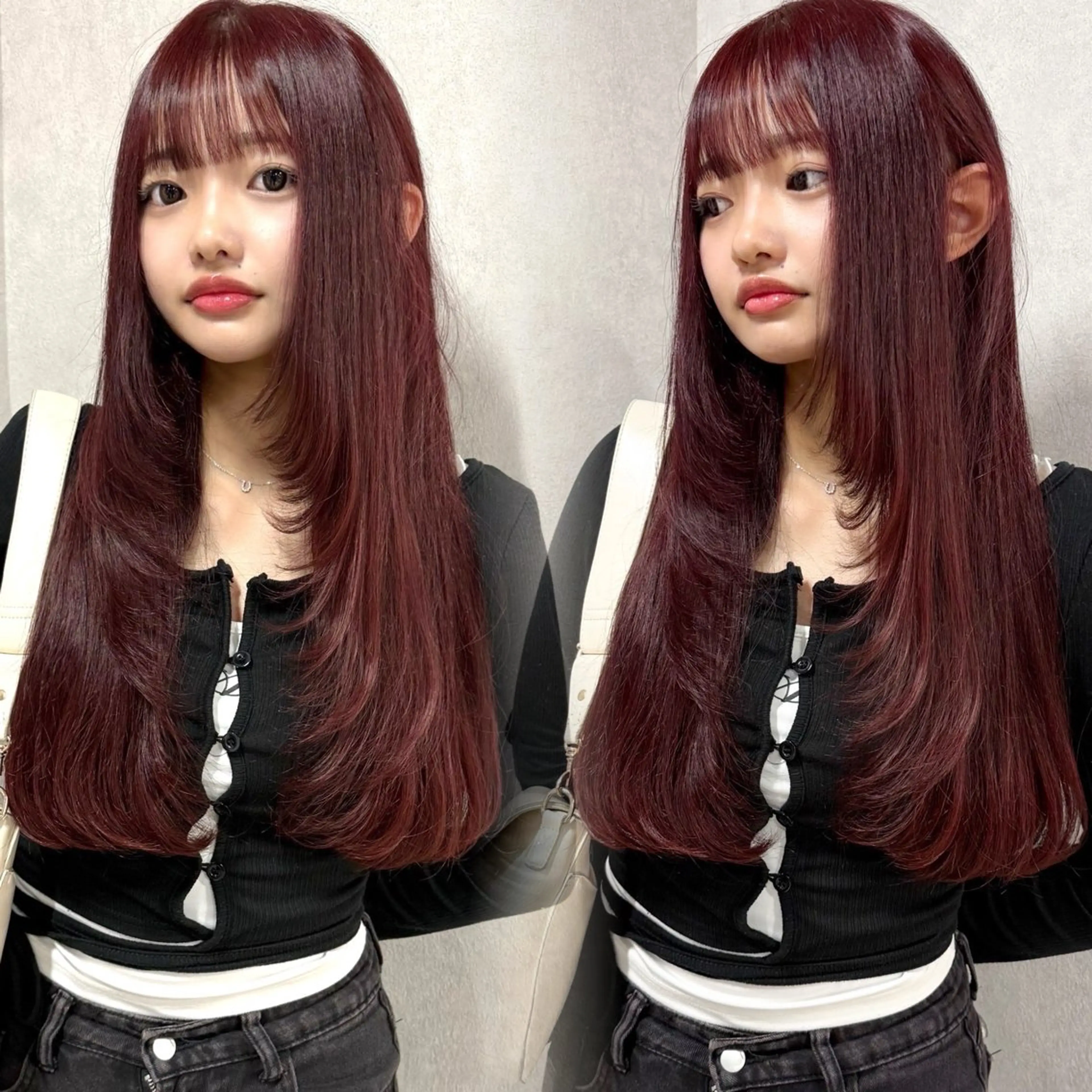 ロング カラー レッドカラー 髪質改善 レイヤーカット カット ヘアカラー 🎀ミルクティー/暖 色×レイヤー/マリアのヘアスタイル