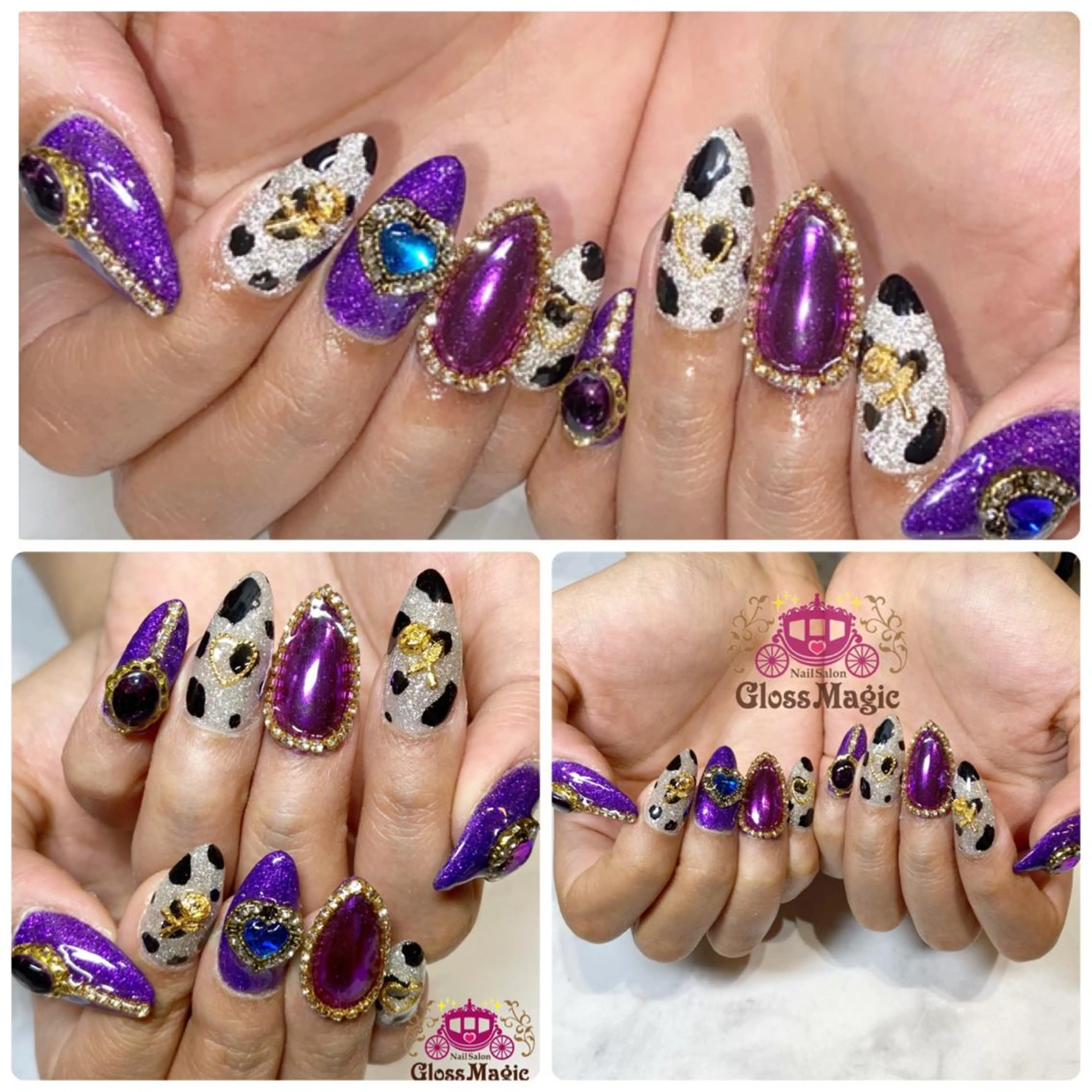 ネイル フラッシュネイル キラキラネイル ラメ(グリッター) ミラーネイル パープル ハンドネイル YUN 💅のネイルデザイン