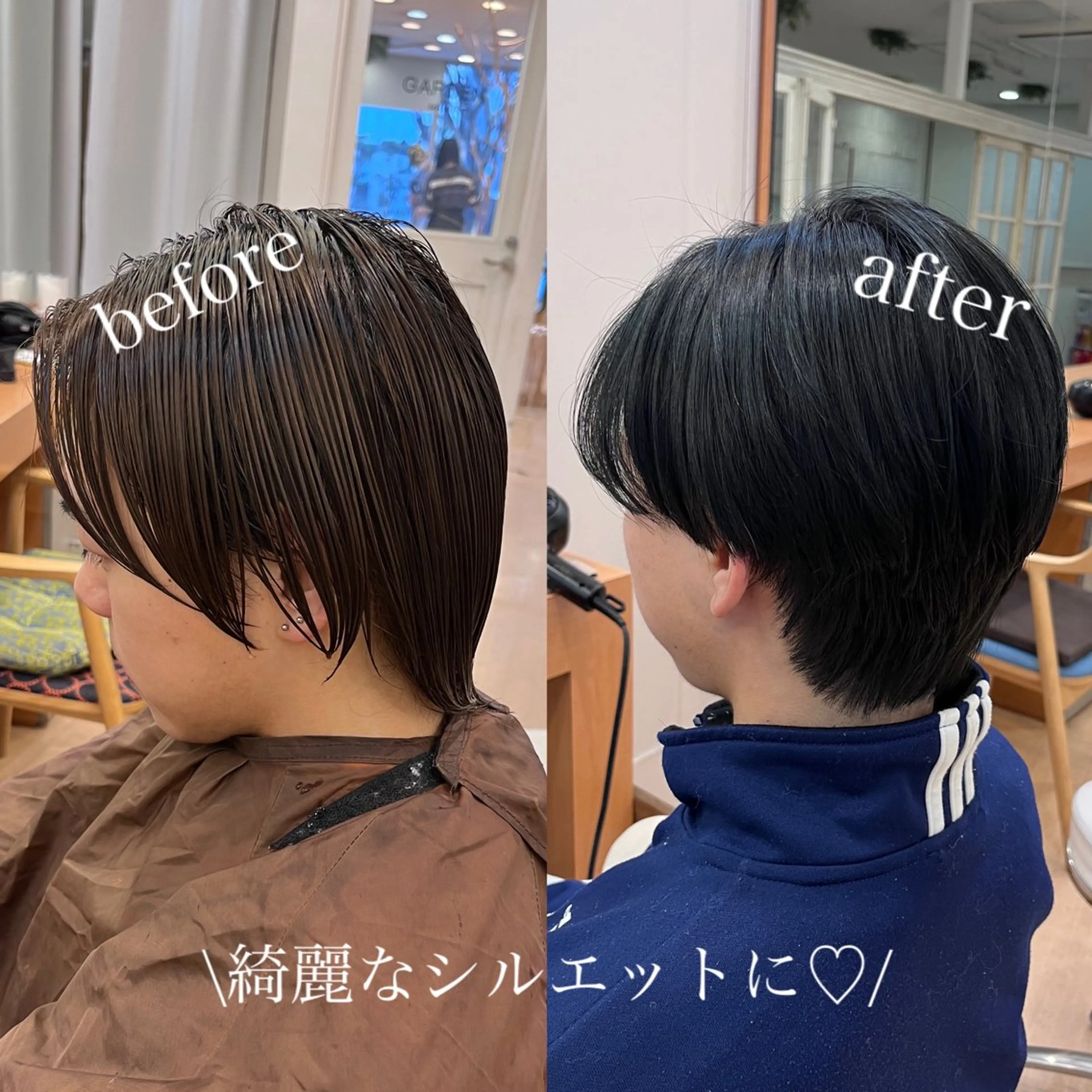 カラー メンズ センターパート 刈り上げ 黒髪 ブルーカラー ブルーブラック 💠つたふうか/ 韓国/メンズヘア💠のヘアスタイル