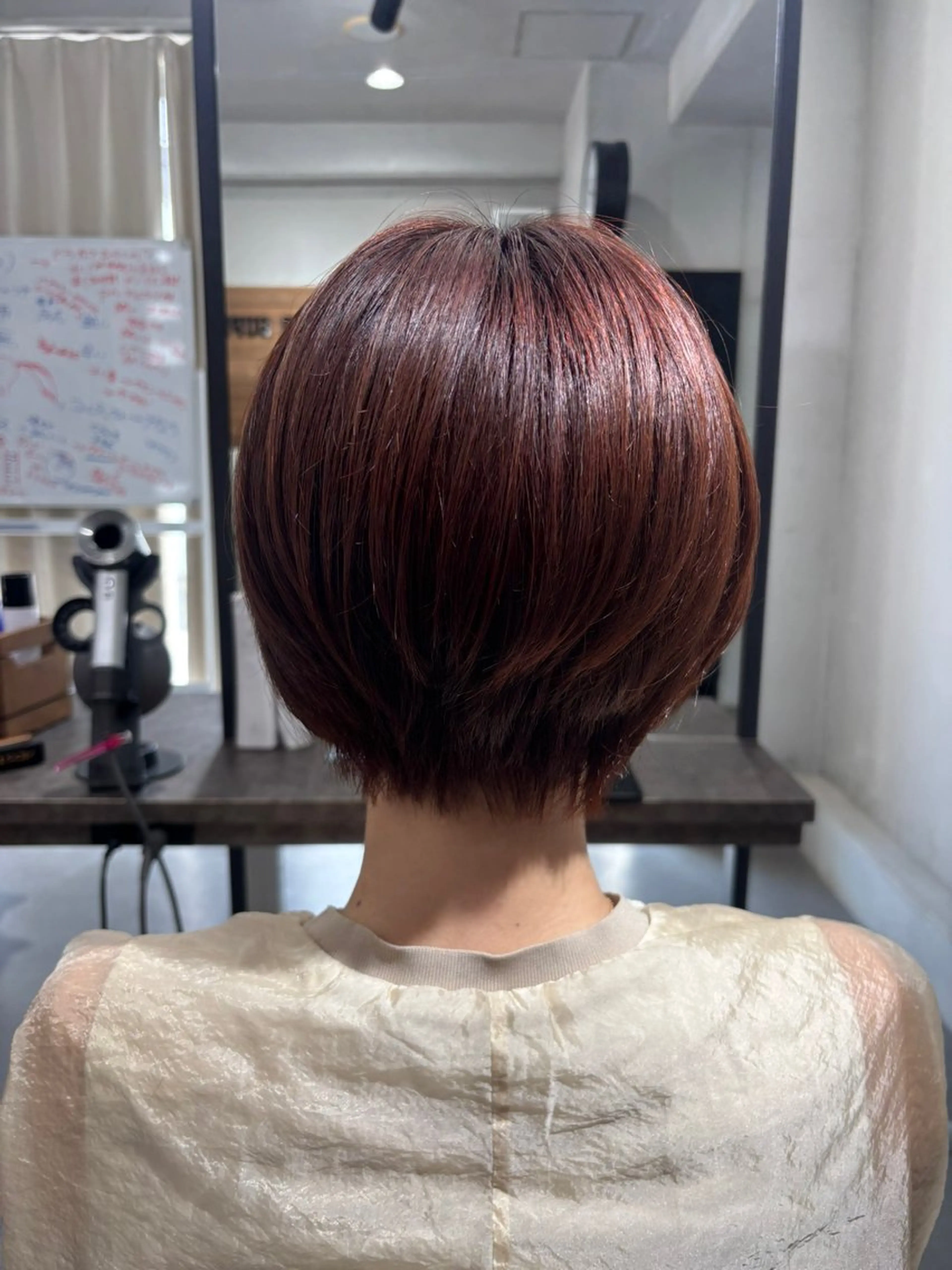 ショート 丸みショート オレンジブラウン ショートヘア TELAHAIR 石岡♡Rinaのヘアスタイル
