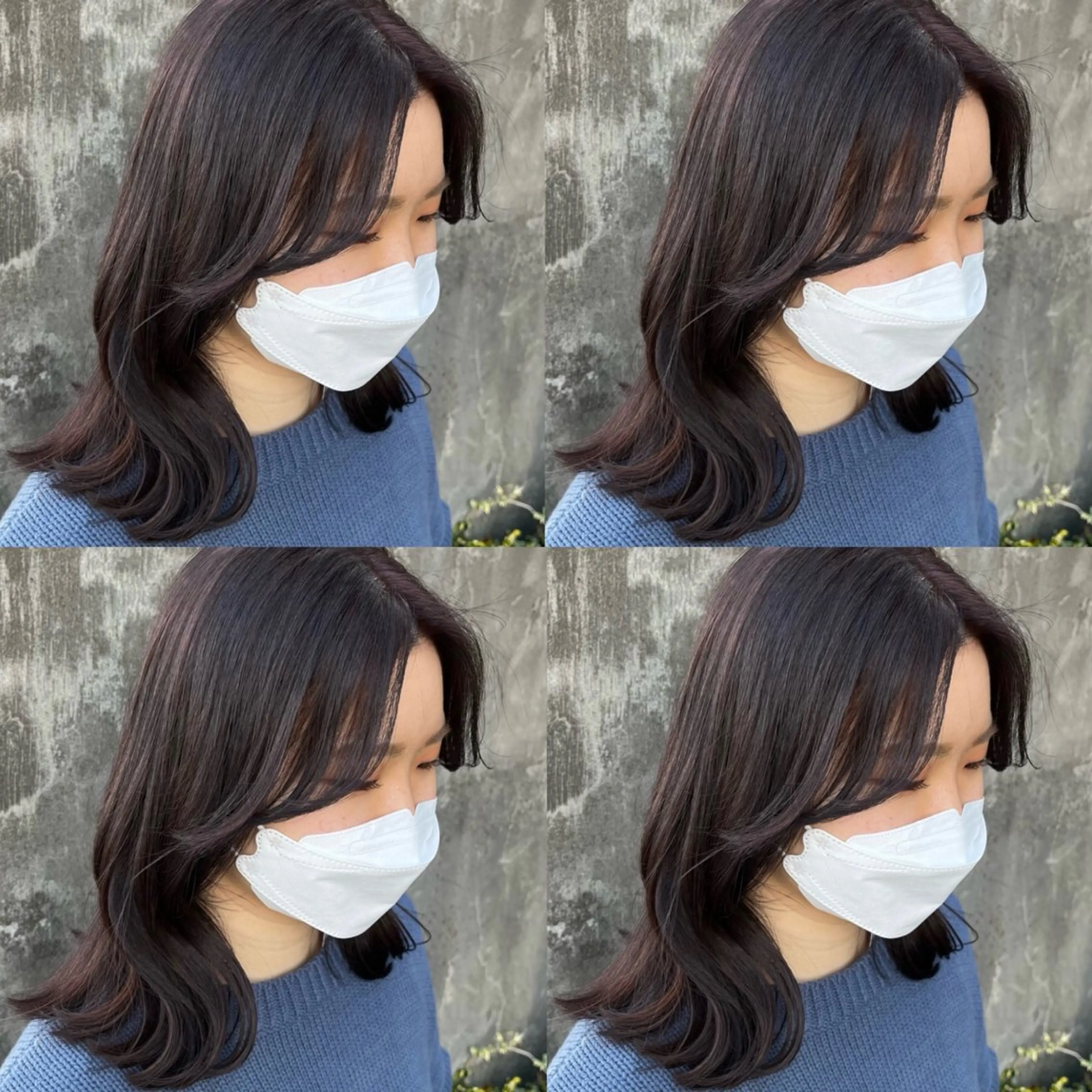 ミディアム カラー 顔まわりレイヤー 顔周りカット ヨシンモリ 韓国風ヘア レイヤーカット 髪質改善/縮毛矯正 seiyaのヘアスタイル