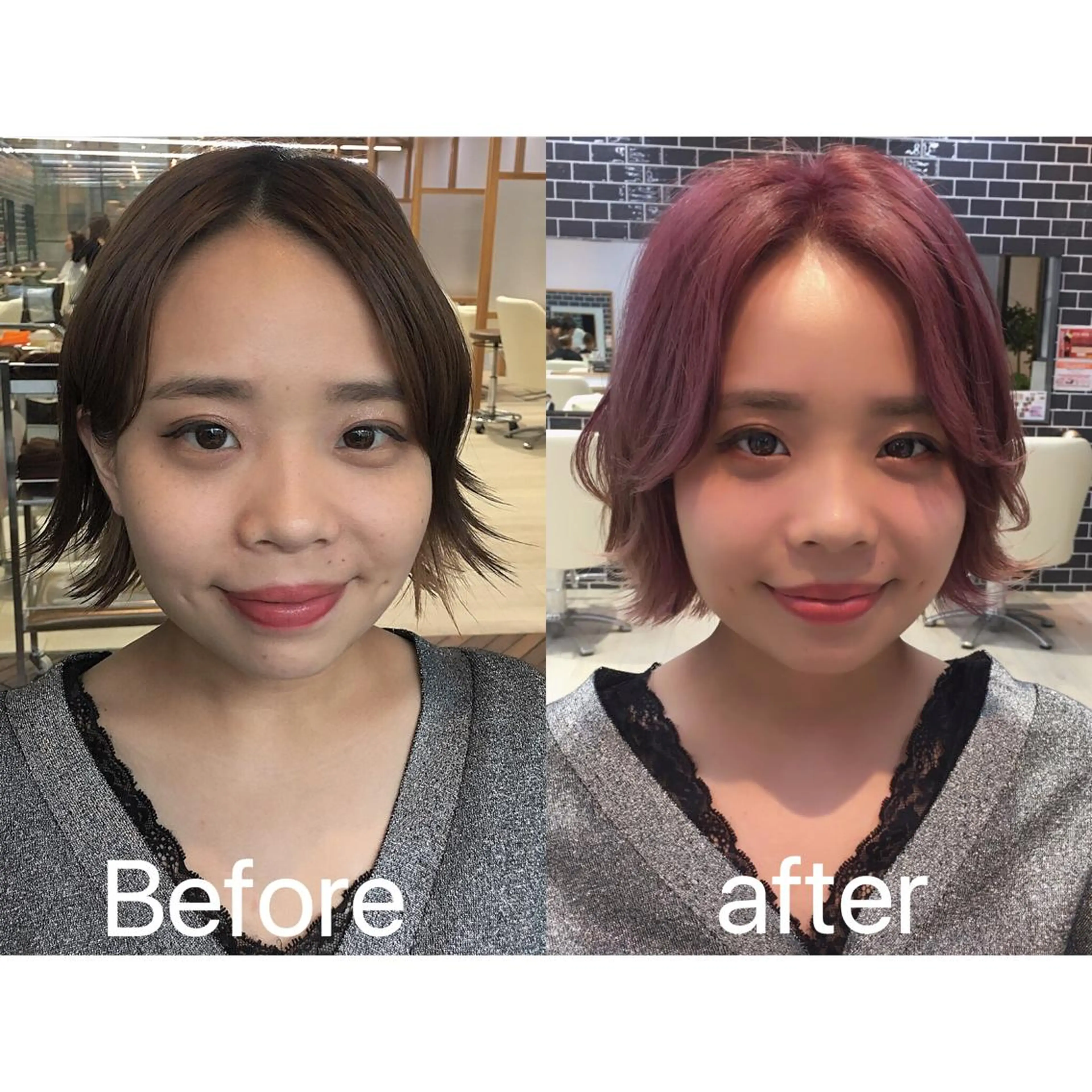 ショート カラー ブリーチ ピンクカラー 小顔カット 中村 美穂のヘアスタイル