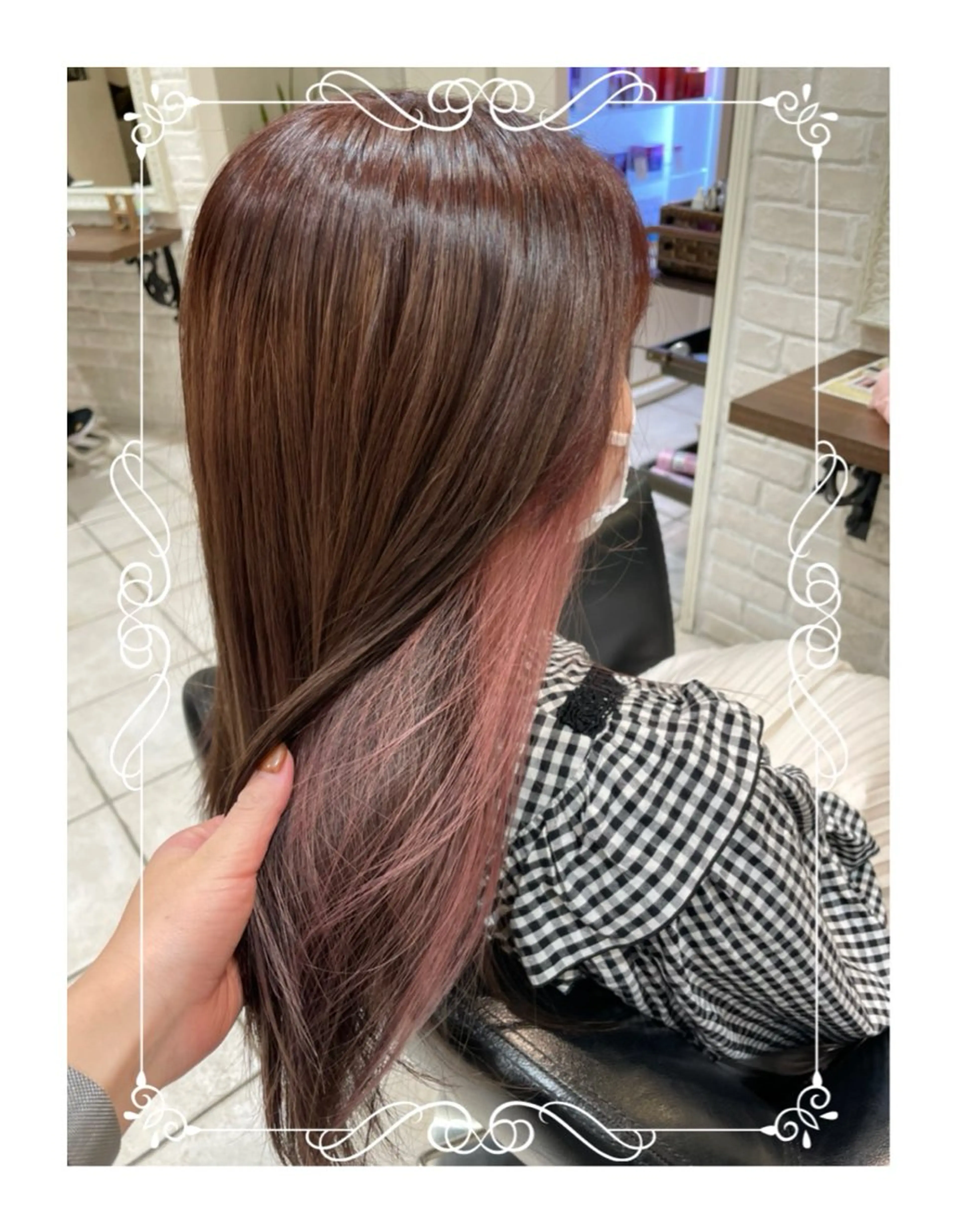 セミロング カラー ブリーチ イヤリングカラー ピンクカラー 🌼 misaki 🌼のヘアスタイル