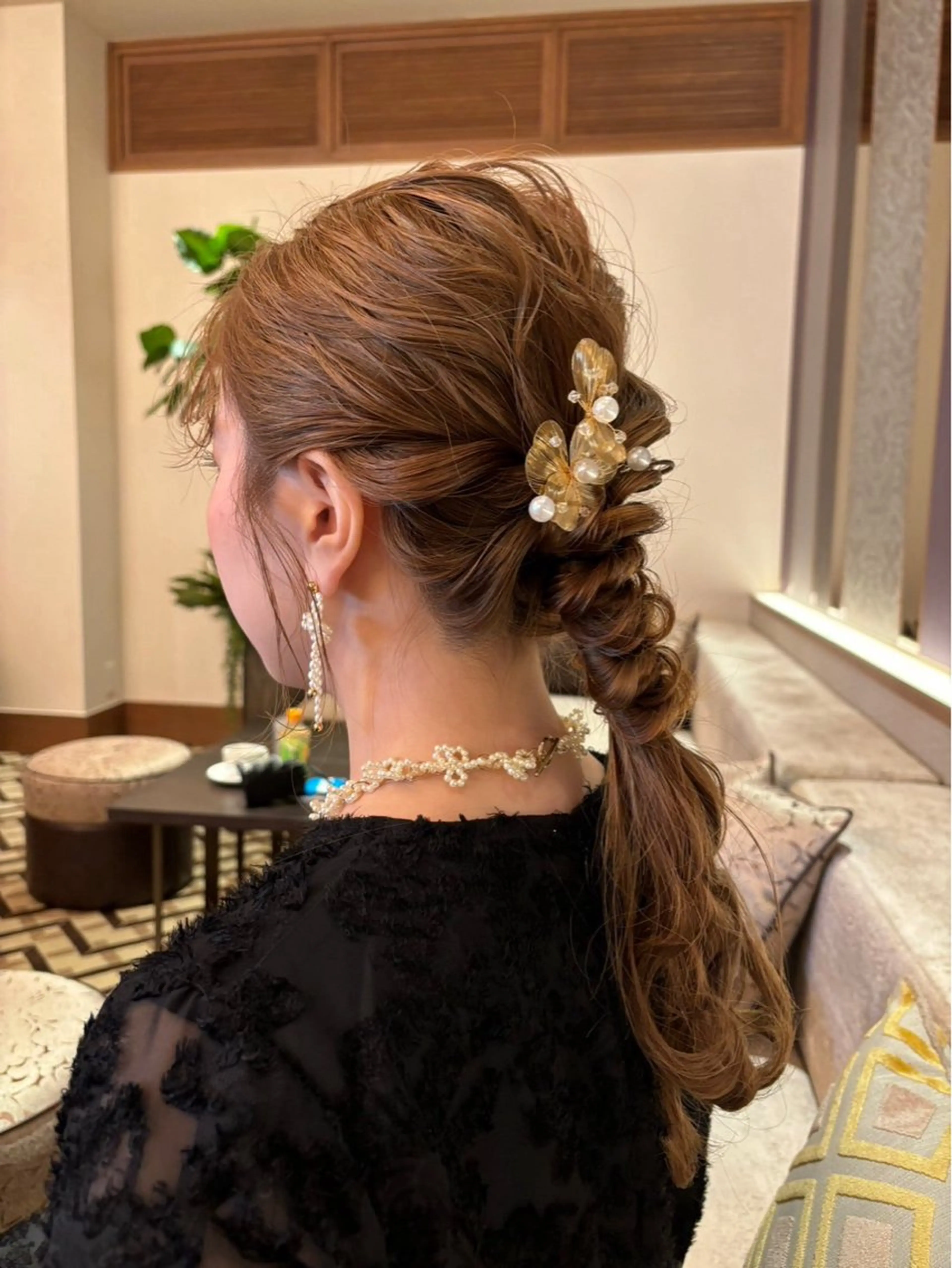 ヘアアレンジ 結婚式・ブライダル ボブ ヘアセット misa🫧ナチュラ ル縮毛矯正/髪質改善のヘアスタイル