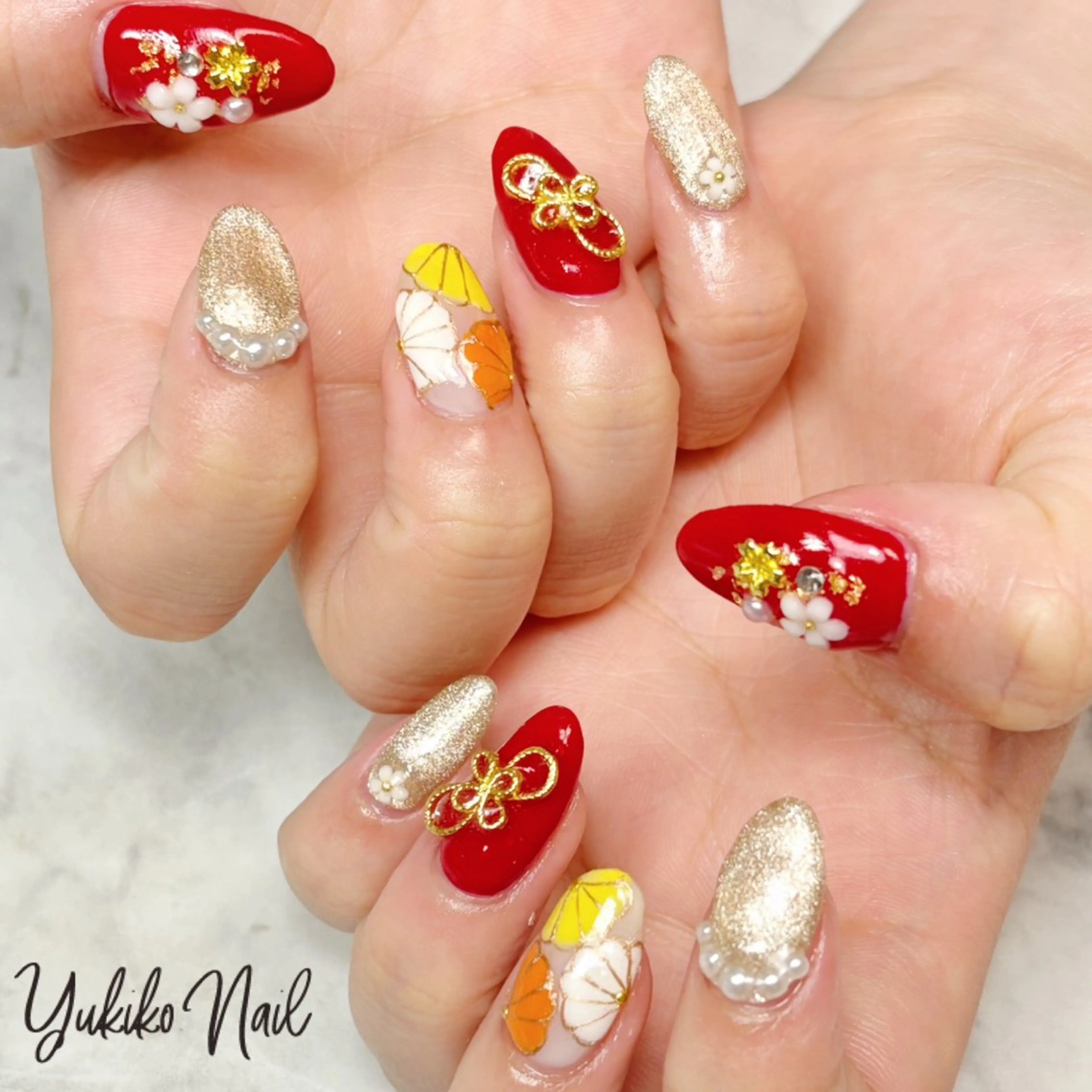 ネイル 成人式 ハンドネイル ユキコ ネイルのネイルデザイン