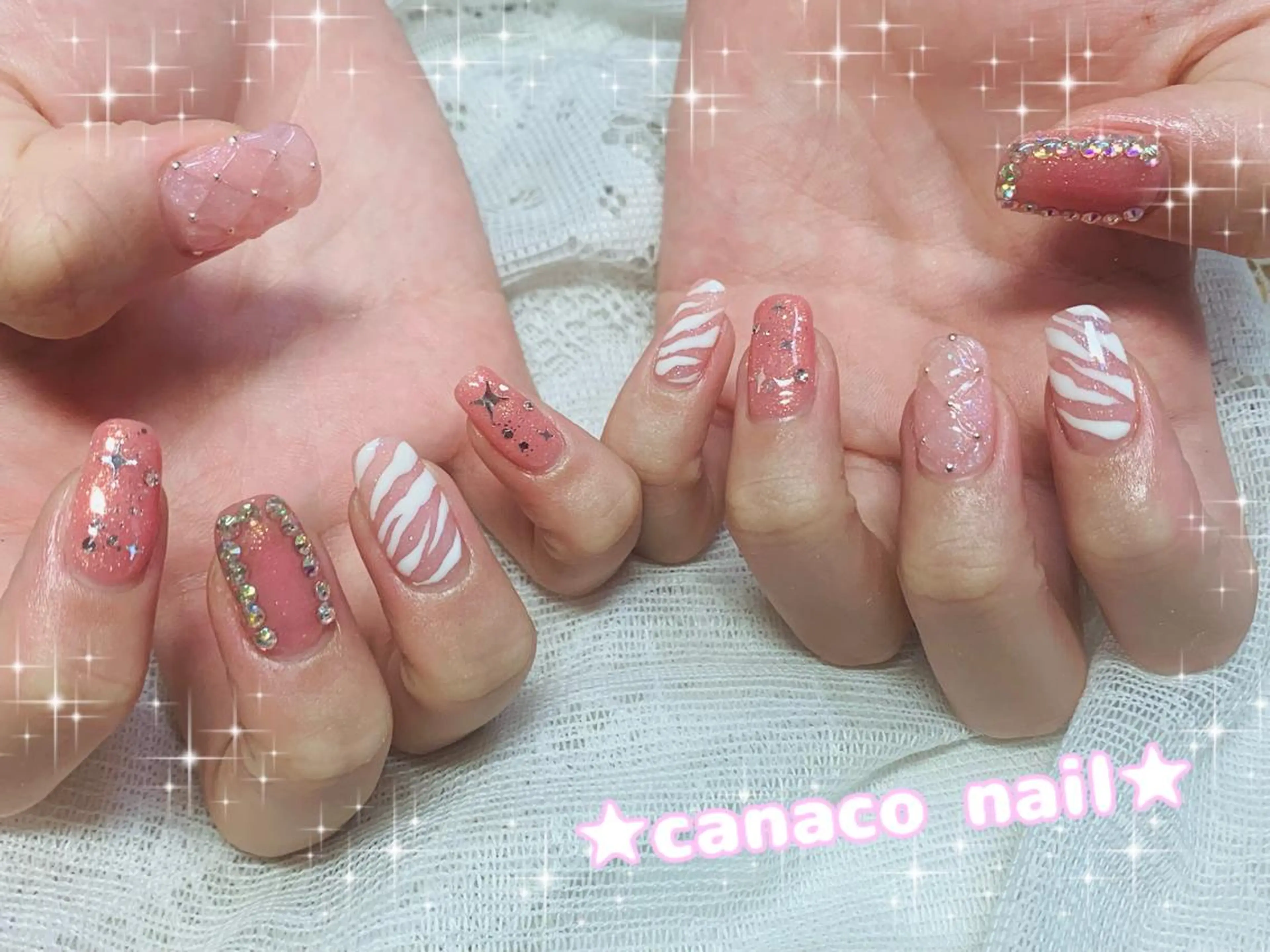 ネイル アニマル柄 アートネイル ジェルネイル パラジェル ピンク ハンドネイル ハンドケア Felice所属・ベテランネイル cnc  nailのネイルデザイン