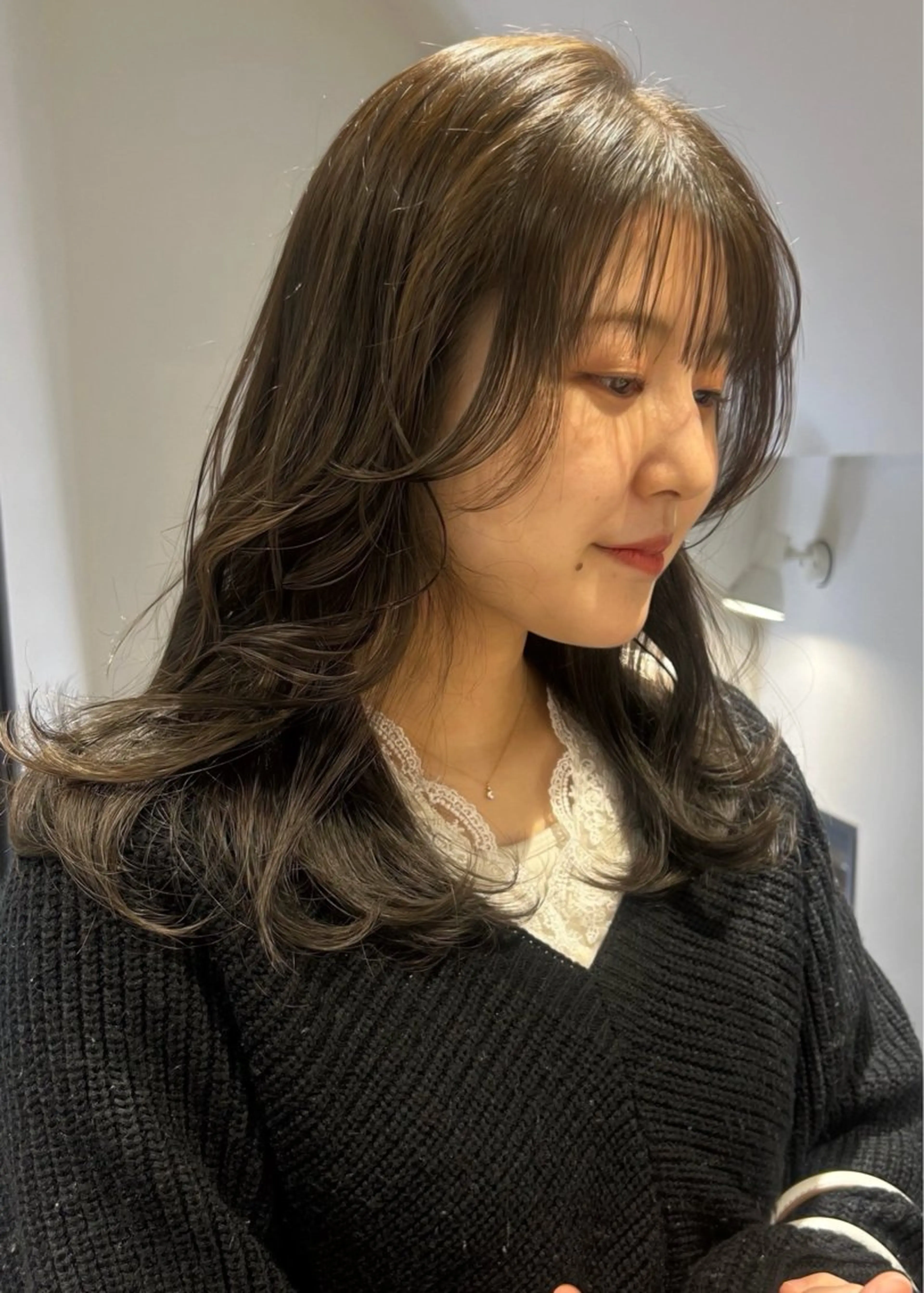 セミロング カラー パーマ ヘアアレンジ メンズ ヘアカラー トリートメント レイヤー/透明感/ ブリーチなし/わかなのヘアスタイル