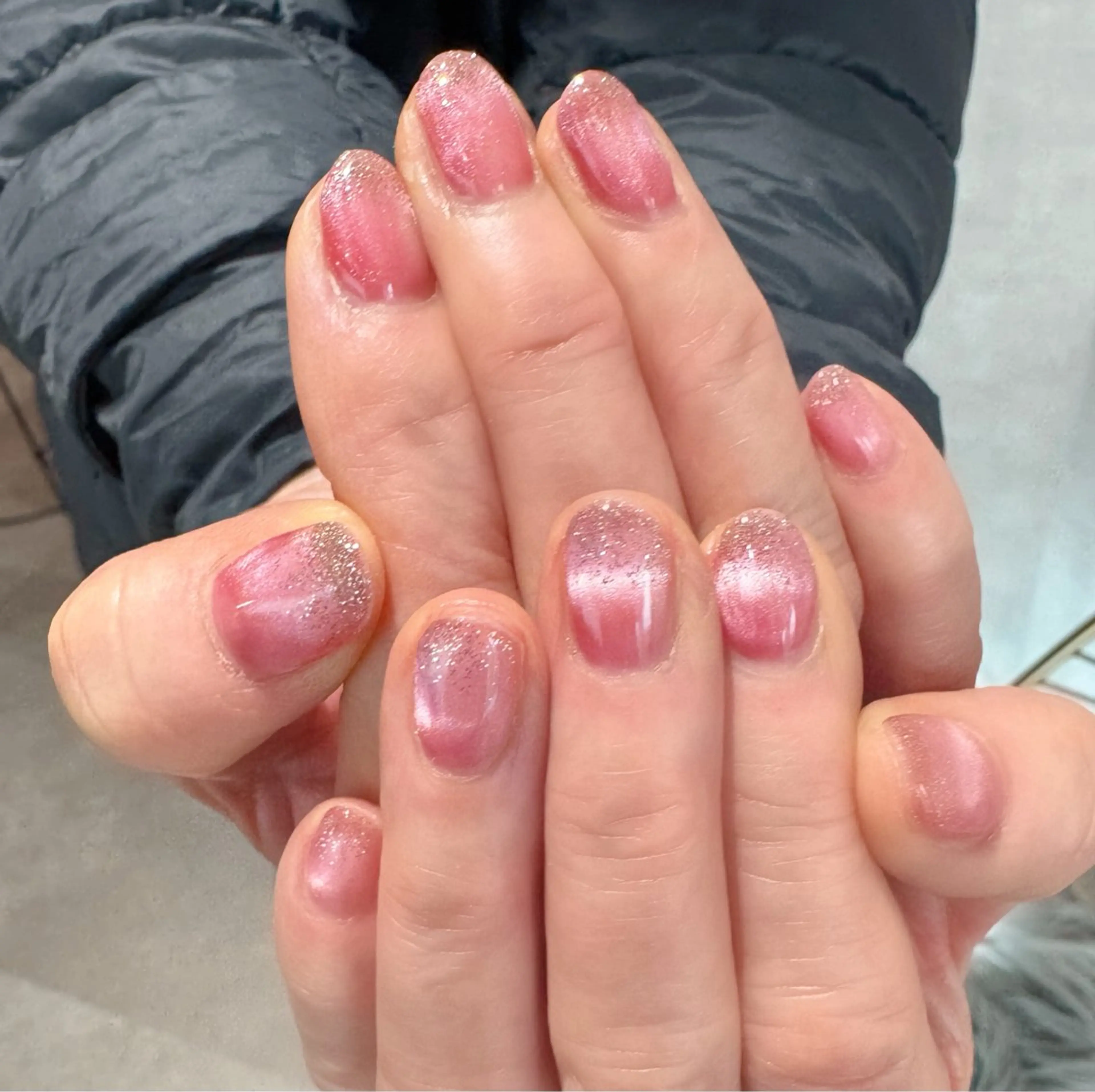ネイル ラメ(グリッター) ピンク ハンドネイル 吉田 菜摘のネイルデザイン