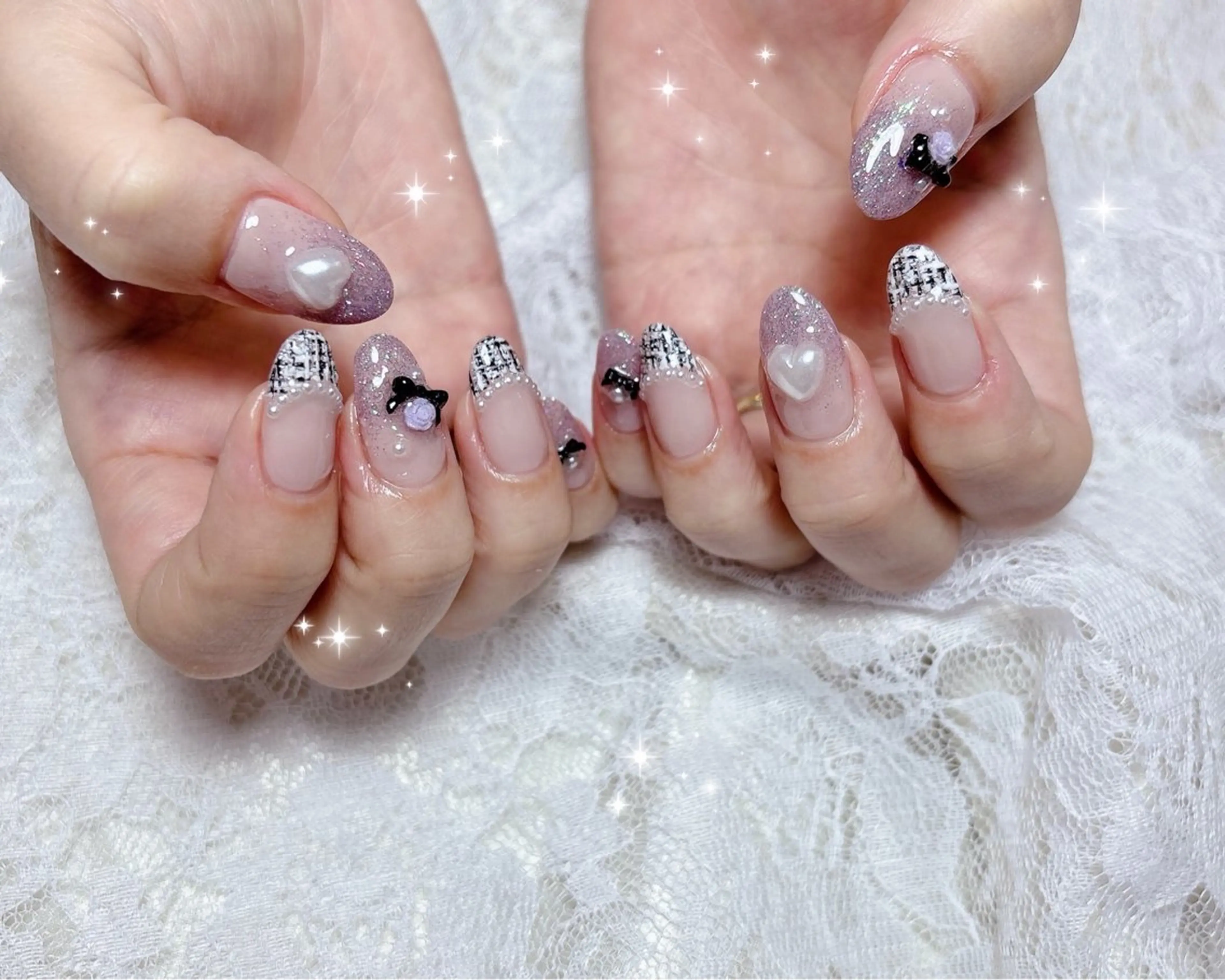 ネイル グラデーション ツイードネイル ハンドネイル FLARE NAIL フレアネイルのネイルデザイン