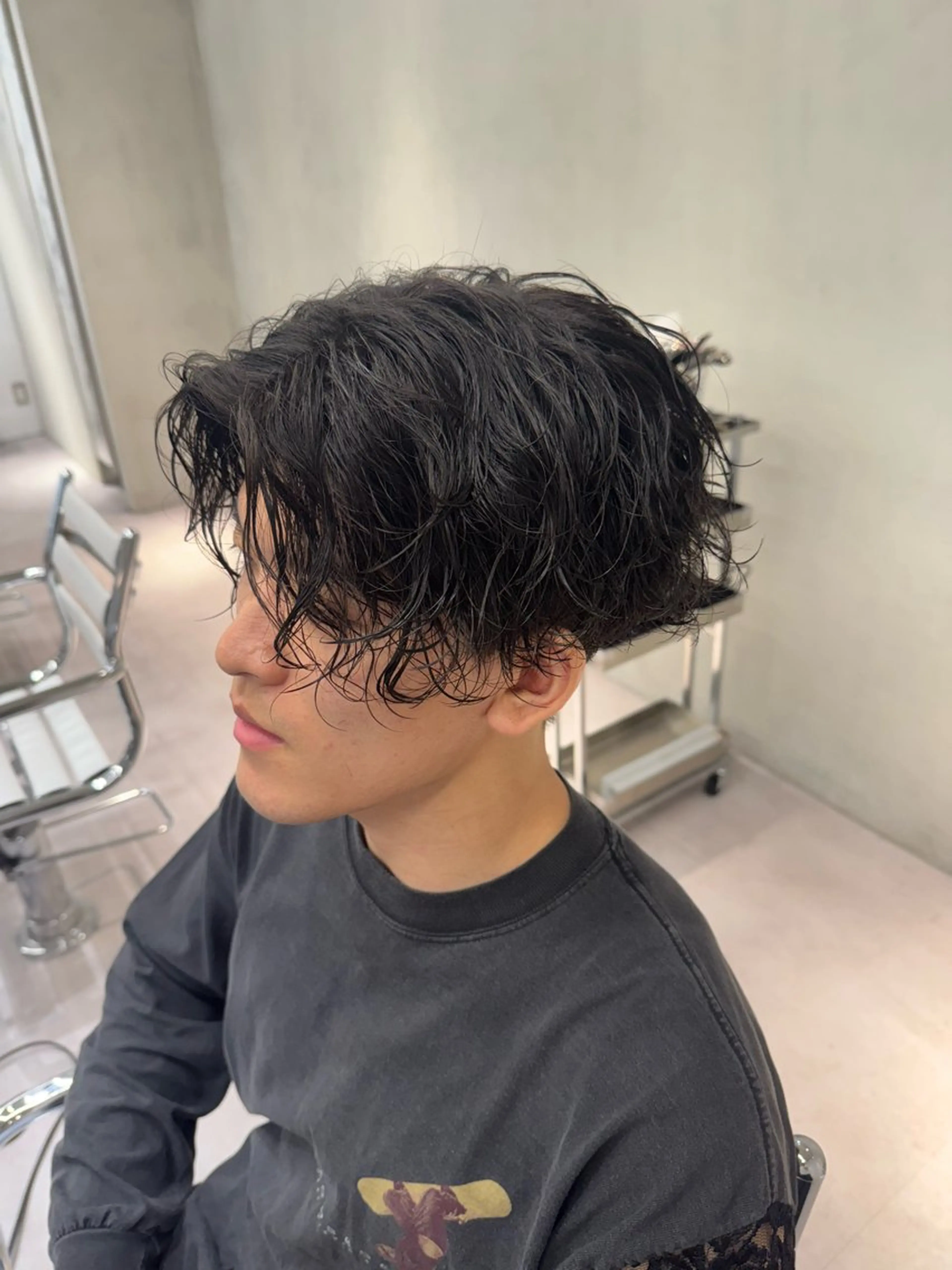 パーマ メンズ センターパート ブリーチ/パーマ特化 片平和寿のヘアスタイル