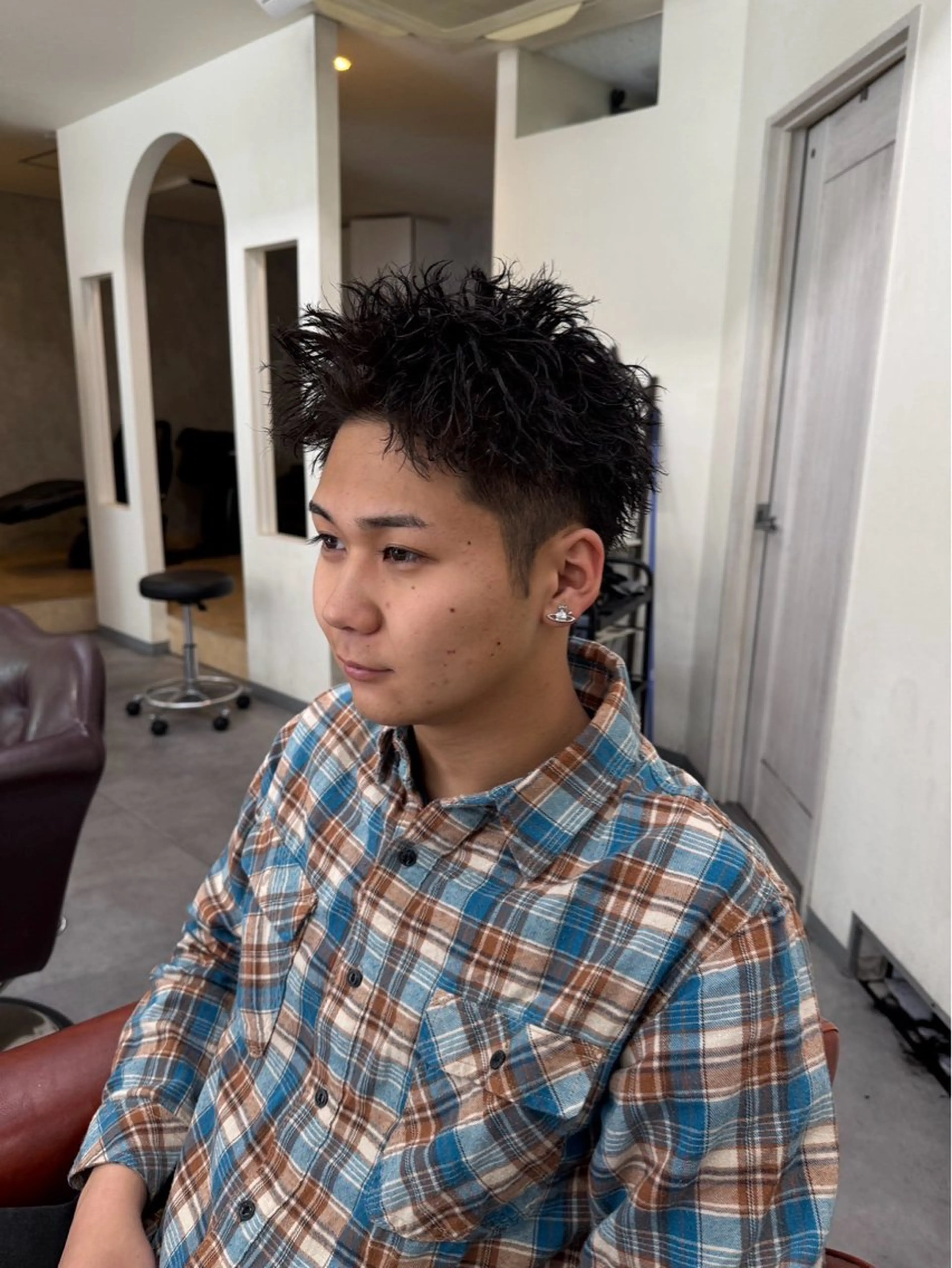 ショート カラー パーマ メンズ メンズ/パーマ/ 京都駅/井上光のヘアスタイル