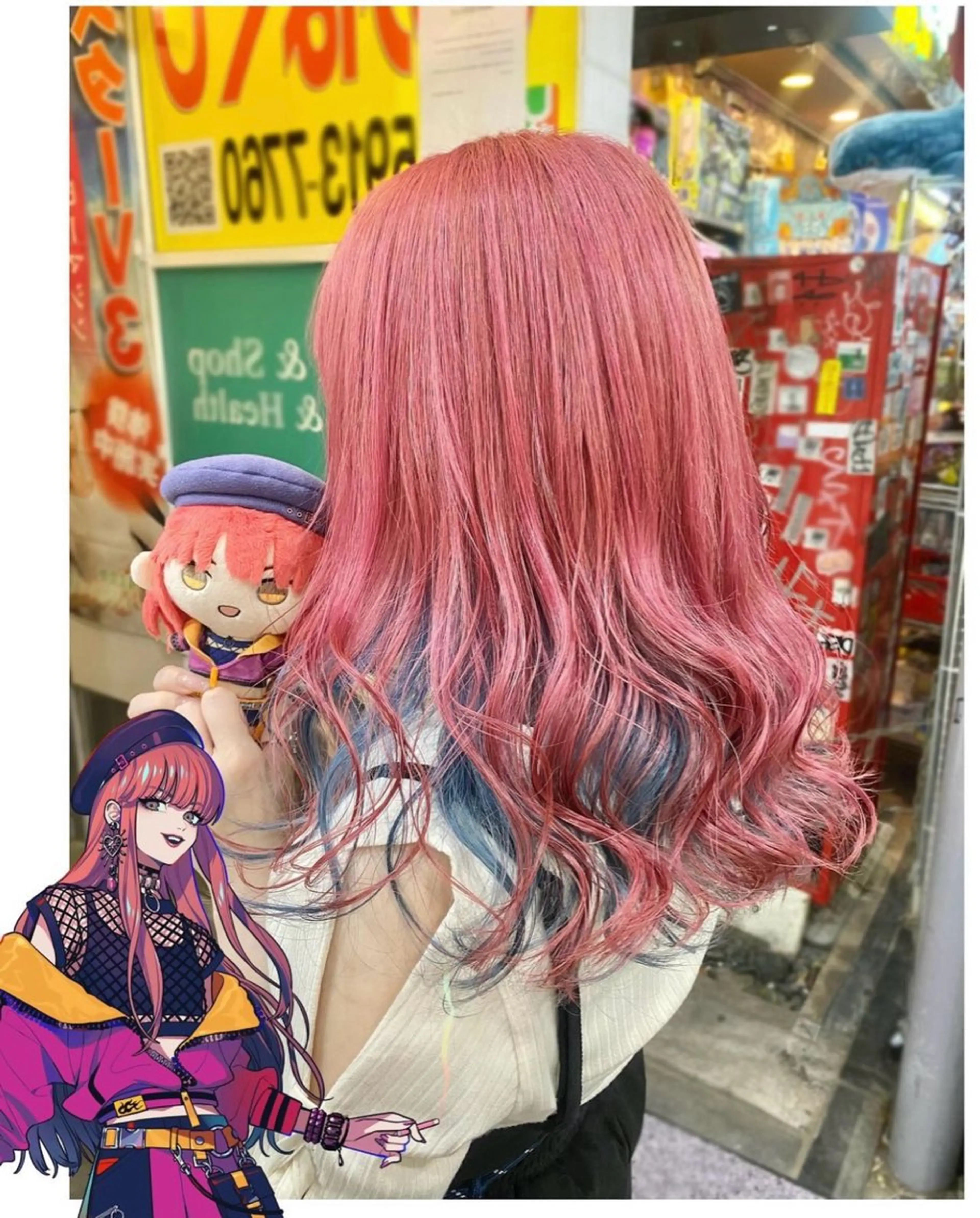 ミディアム カラー ブルーカラー ピンクカラー ヘアカラー TSUNO🦖 派手髪/オタク美容師のヘアスタイル