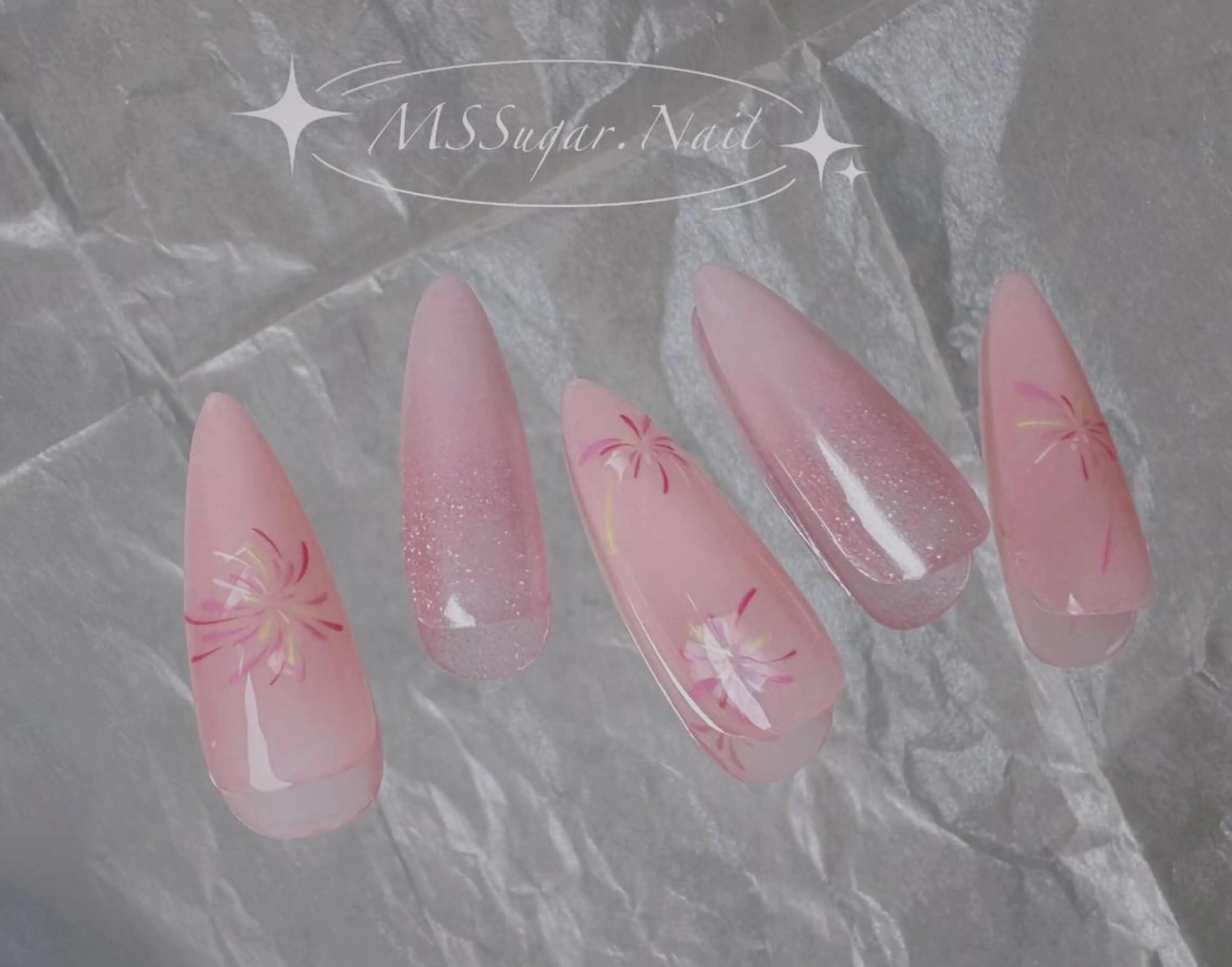 ネイル ロングネイル マグネットネイル スカルプネイル ネイルチップ ワンホンネイル MSSugar Nailのネイルデザイン