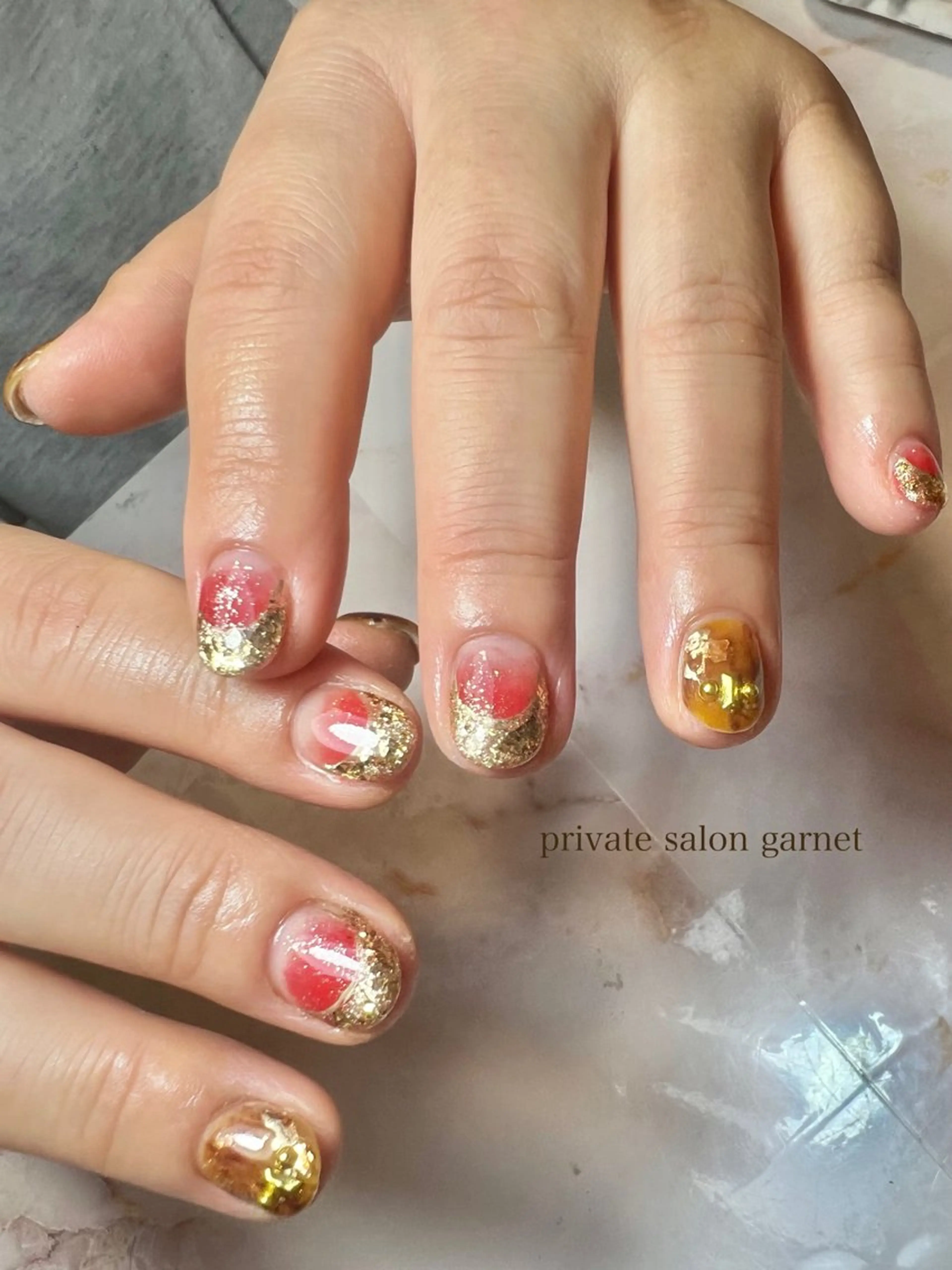 ネイル アートネイル べっ甲ネイル Garnet nailのネイルデザイン