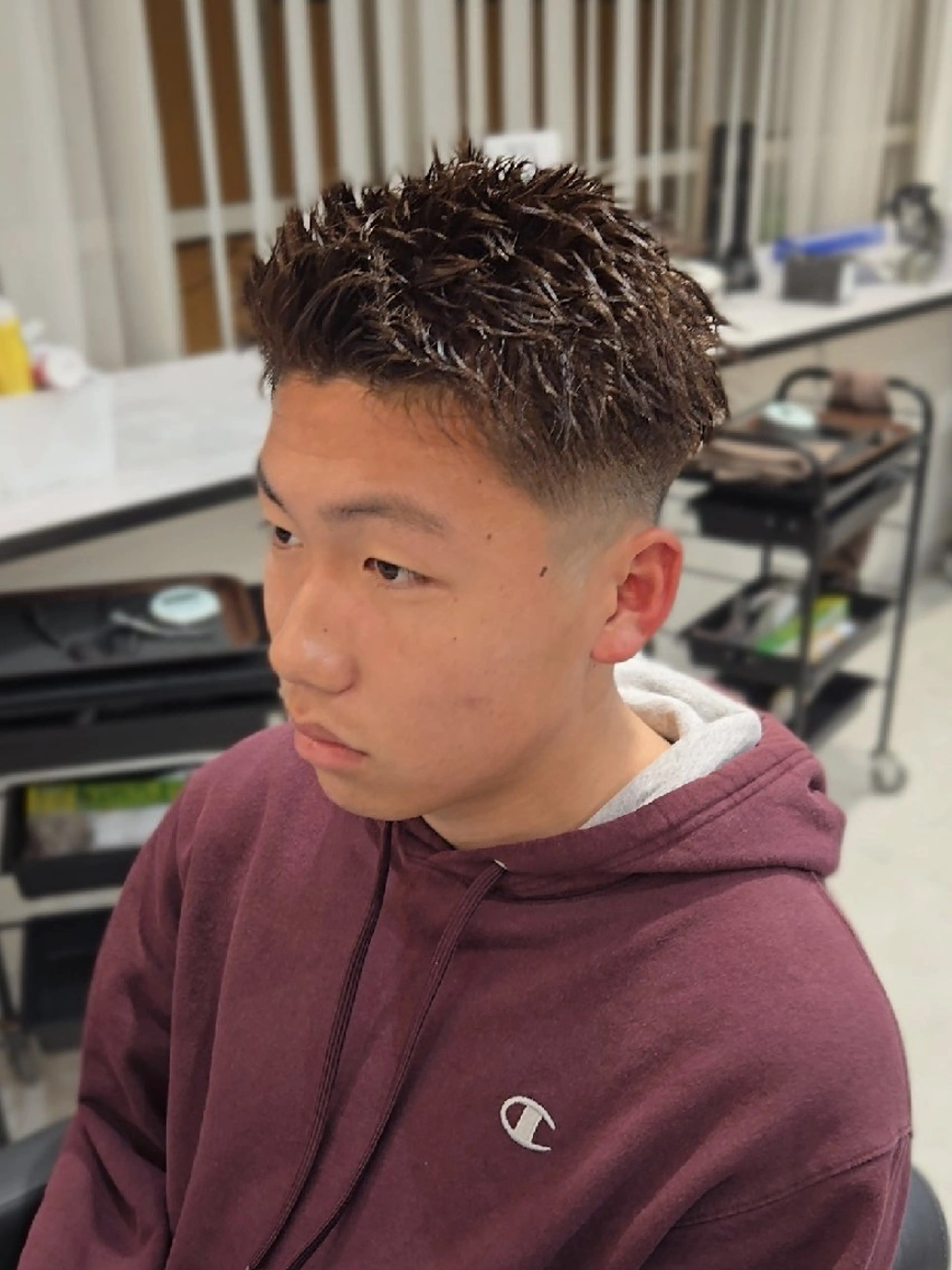 メンズ パーマ ショート カラー フェードカット メンズパーマ ブラウンカラー カット ヘアカラー パーマ ヘアセット LEN名古屋/パーマ 海外ヘア/メンズ特化のヘアスタイル