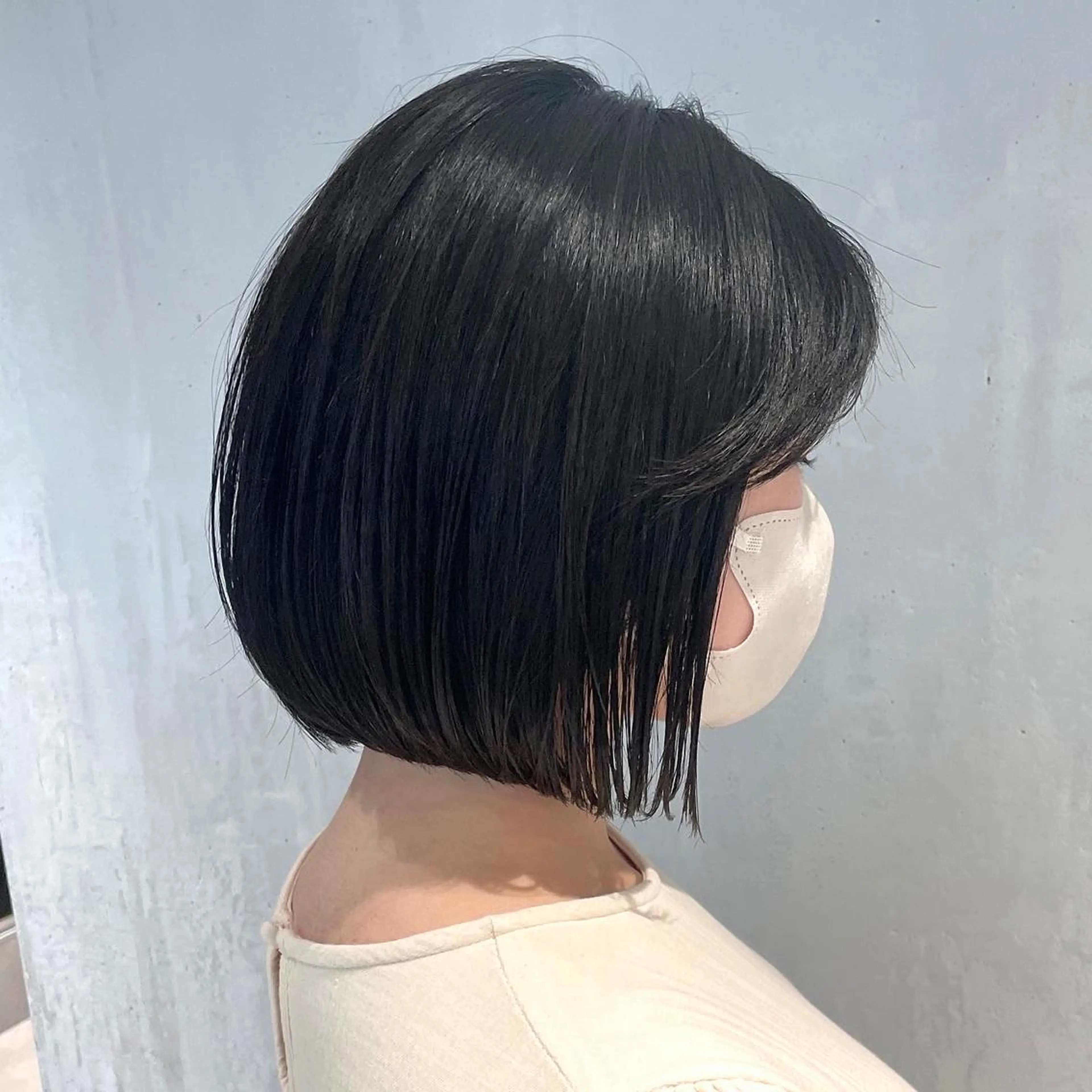 ショート カラー 黒髪 ボブ タンバルモリ 韓国風ヘア 長めボブ matka白髪ぼかし 大人ヘア/KEIKOのヘアスタイル