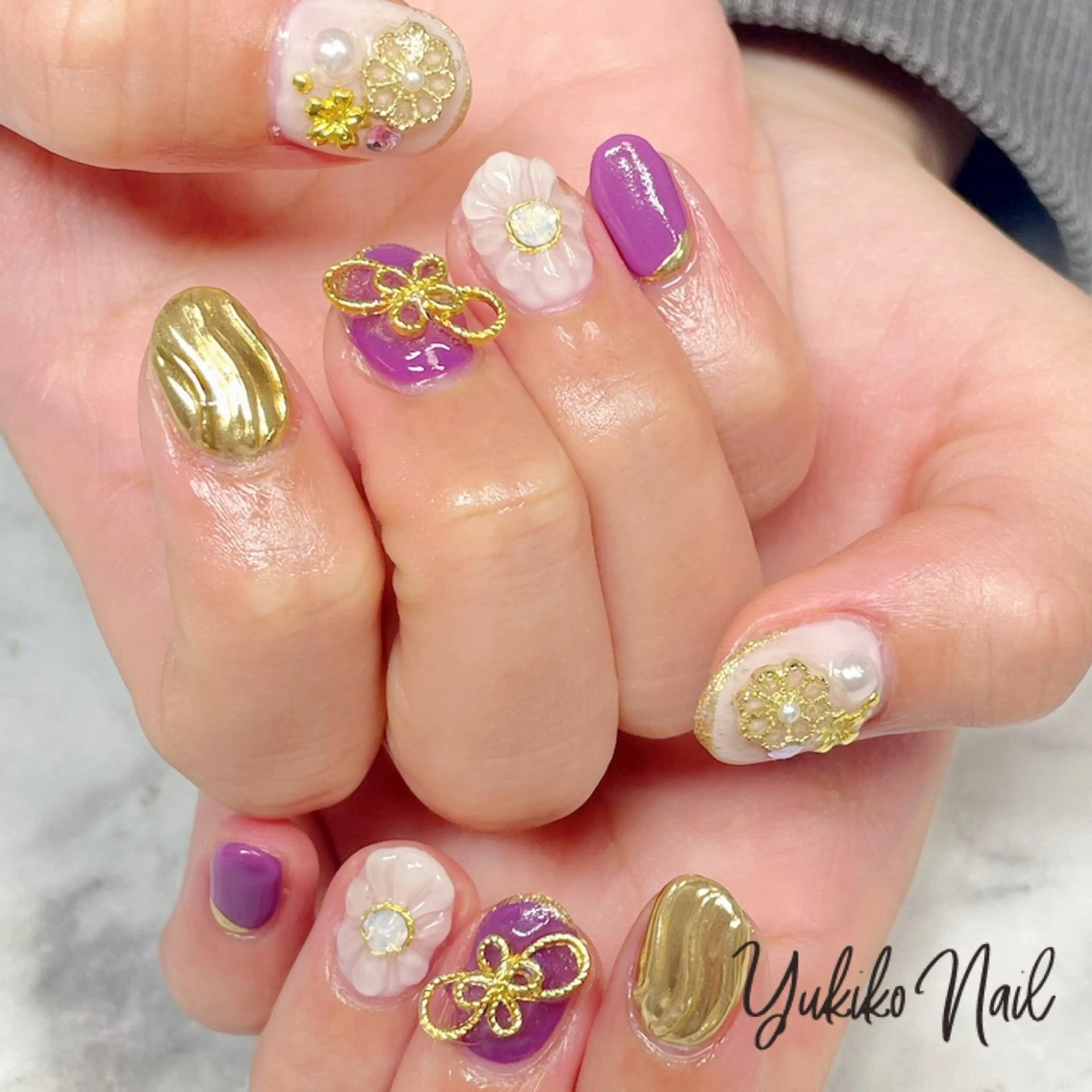 ネイル 成人式 ハンドネイル ユキコ ネイルのネイルデザイン