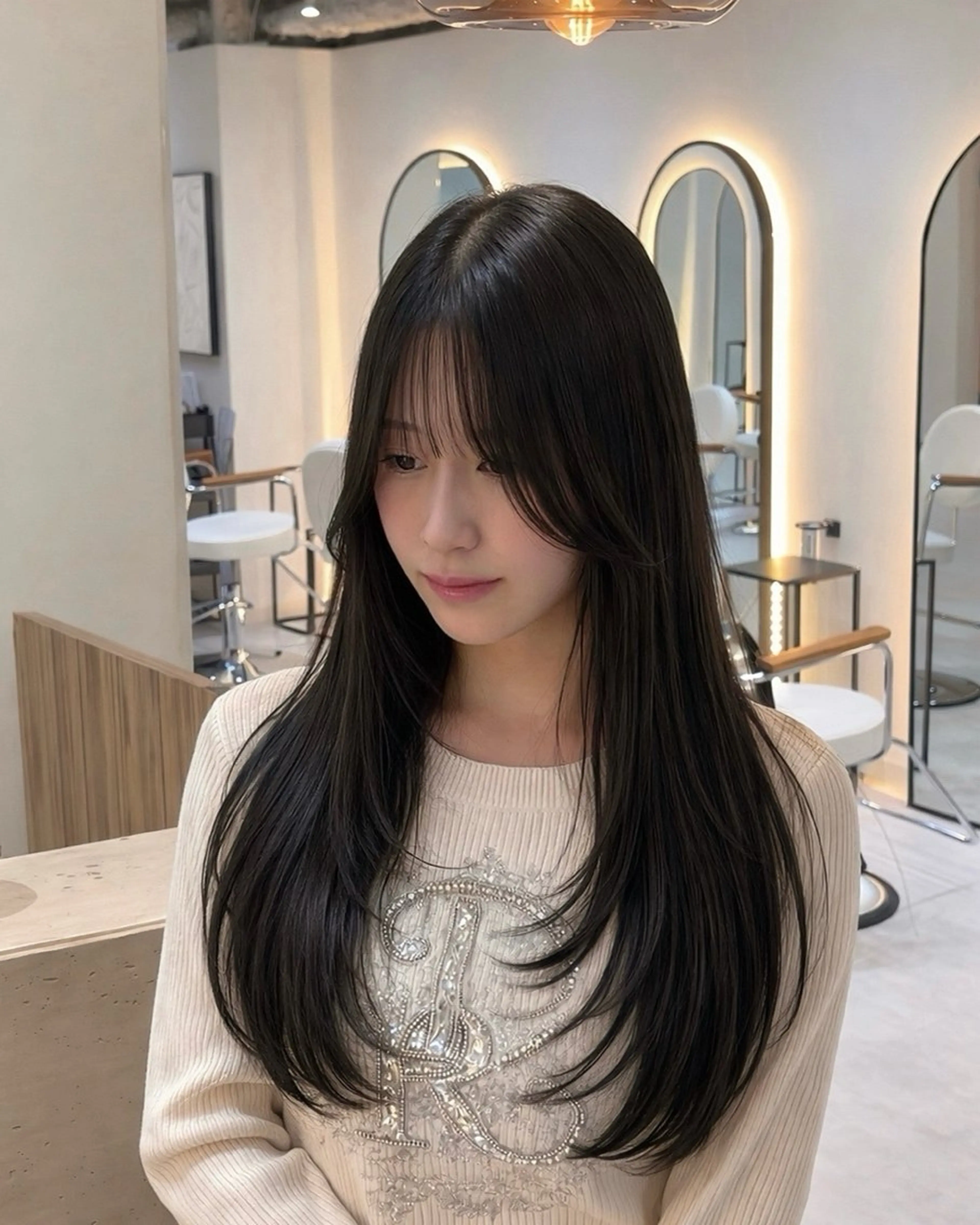 ロング カット ヘアカラー トリートメント 学生人気No1🩶 韓国風/艶髪/輝士のヘアスタイル