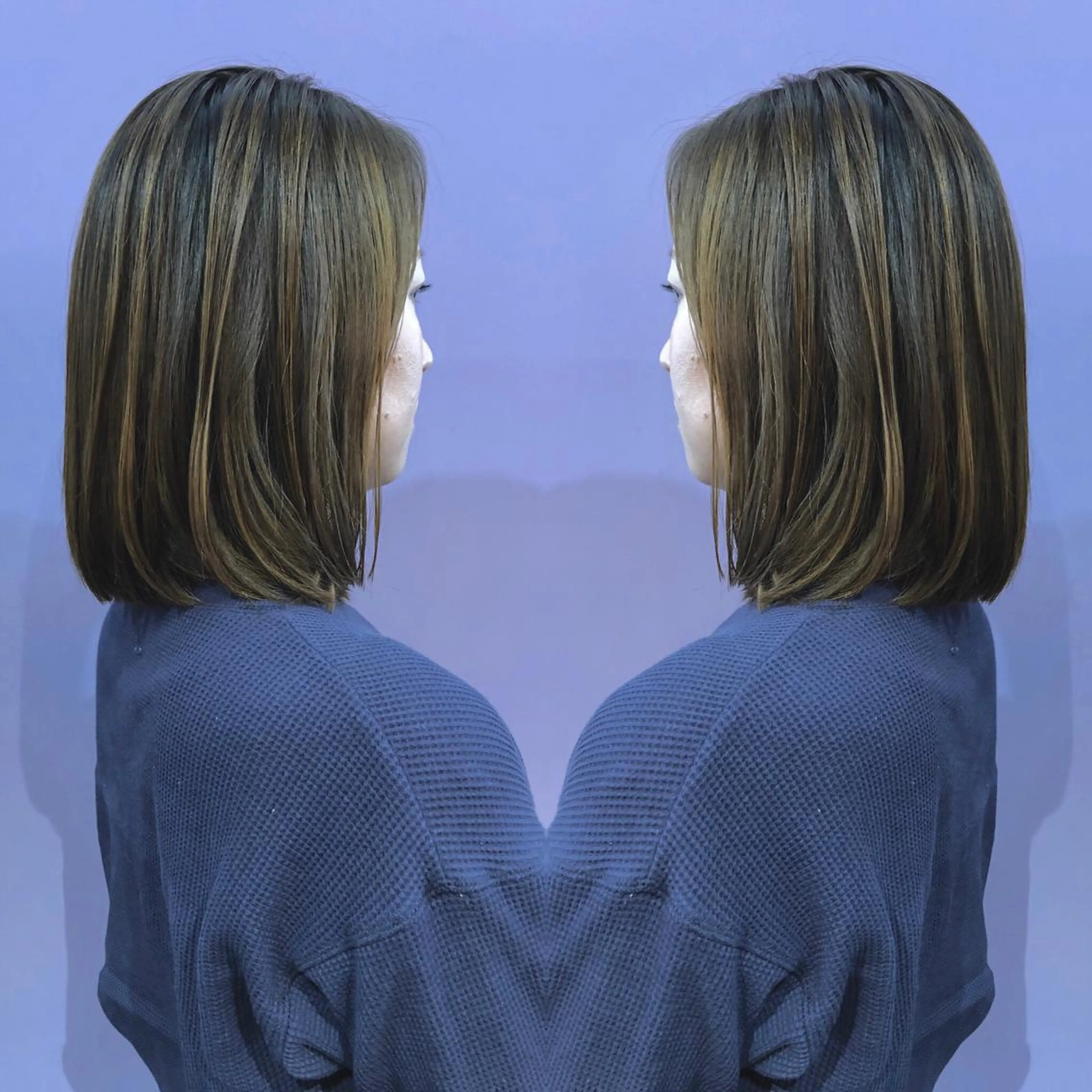 ショート カラー ワンレンボブ デザインカラー ハイライトカラー ボブ ハイライト 細川 亮のヘアスタイル