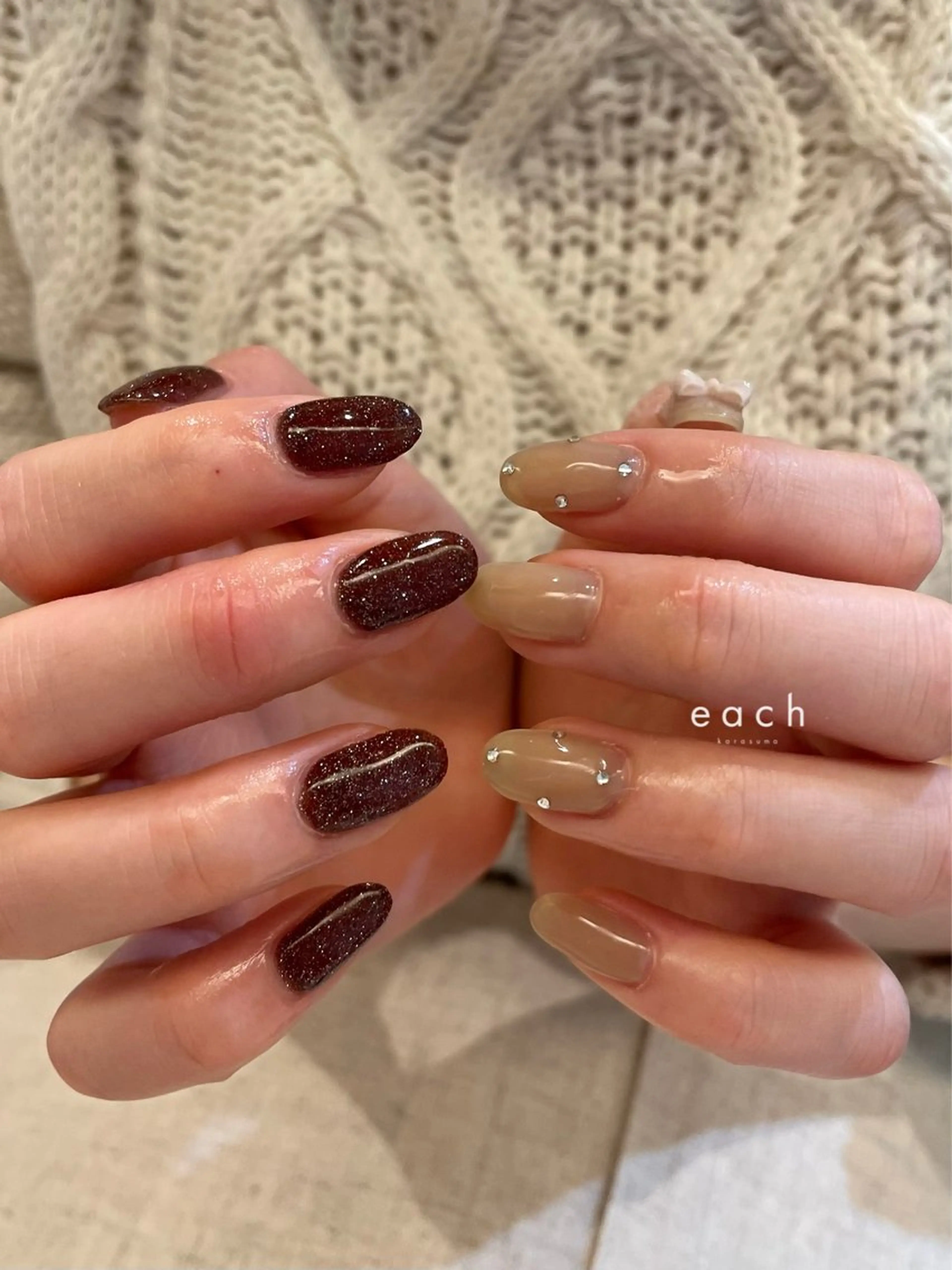 ネイル ブラウン each lucaのネイルデザイン