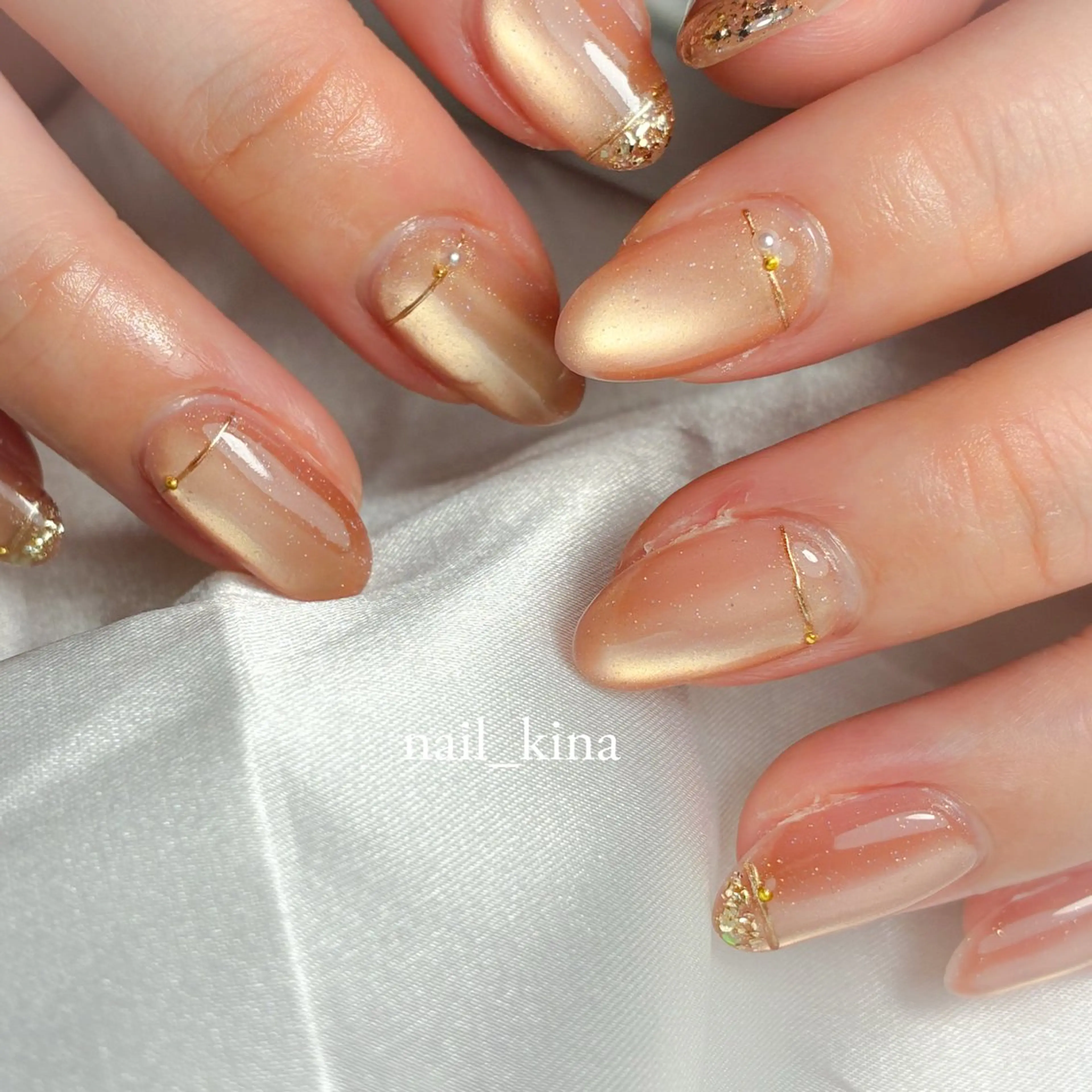 ネイル アートネイル ジェルネイル マグネットネイル パラジェル シンプルネイル ハンドネイル nail_ kinaのネイルデザイン