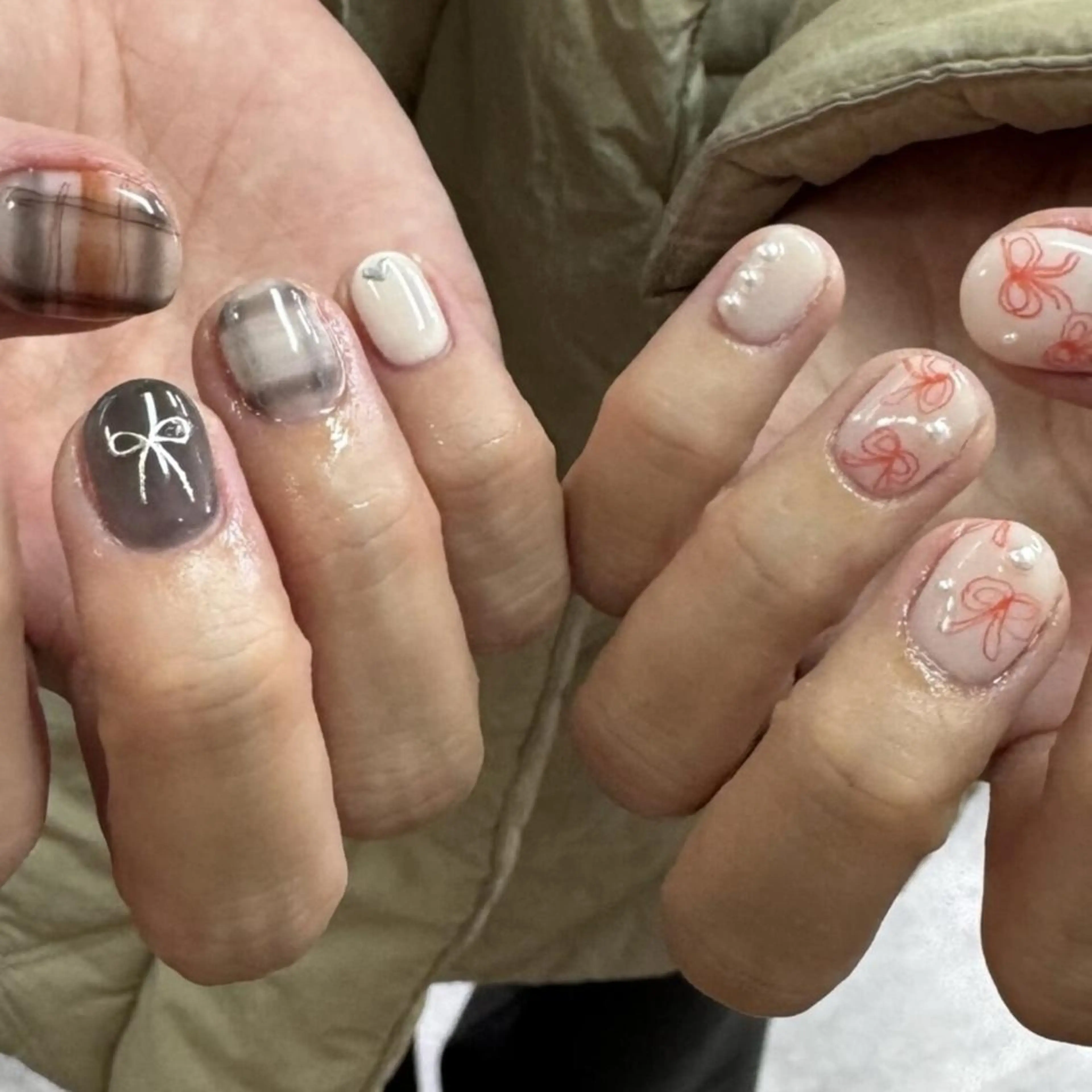 ネイル ジェルネイル 韓国ネイル ニュアンスネイル ワンホンネイル nailstudio eviz新宿店のネイルデザイン