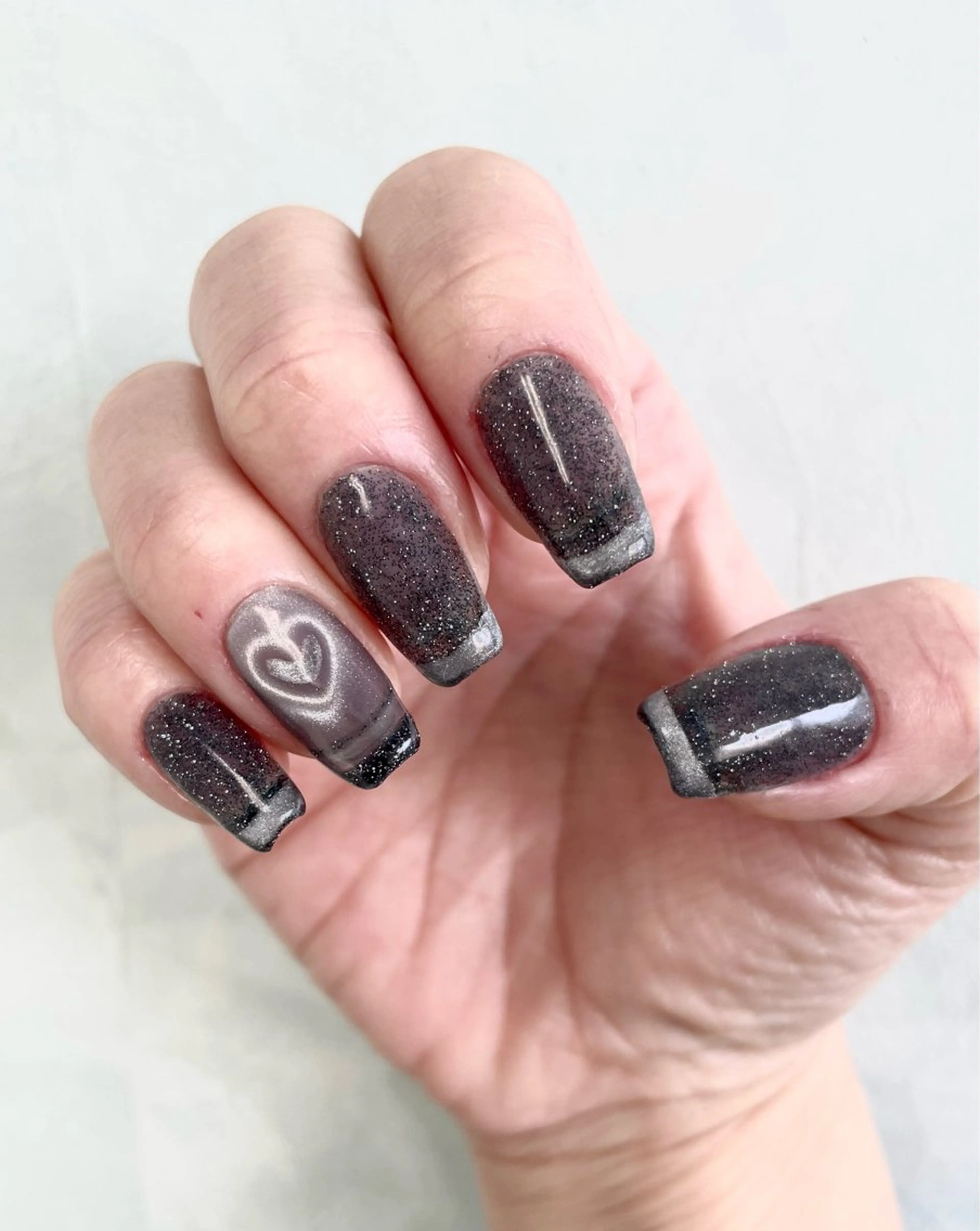 ネイル フラッシュネイル フレンチネイル ジェルネイル ハート マグネットネイル 【新宿】Nail Yamazakiのネイルデザイン