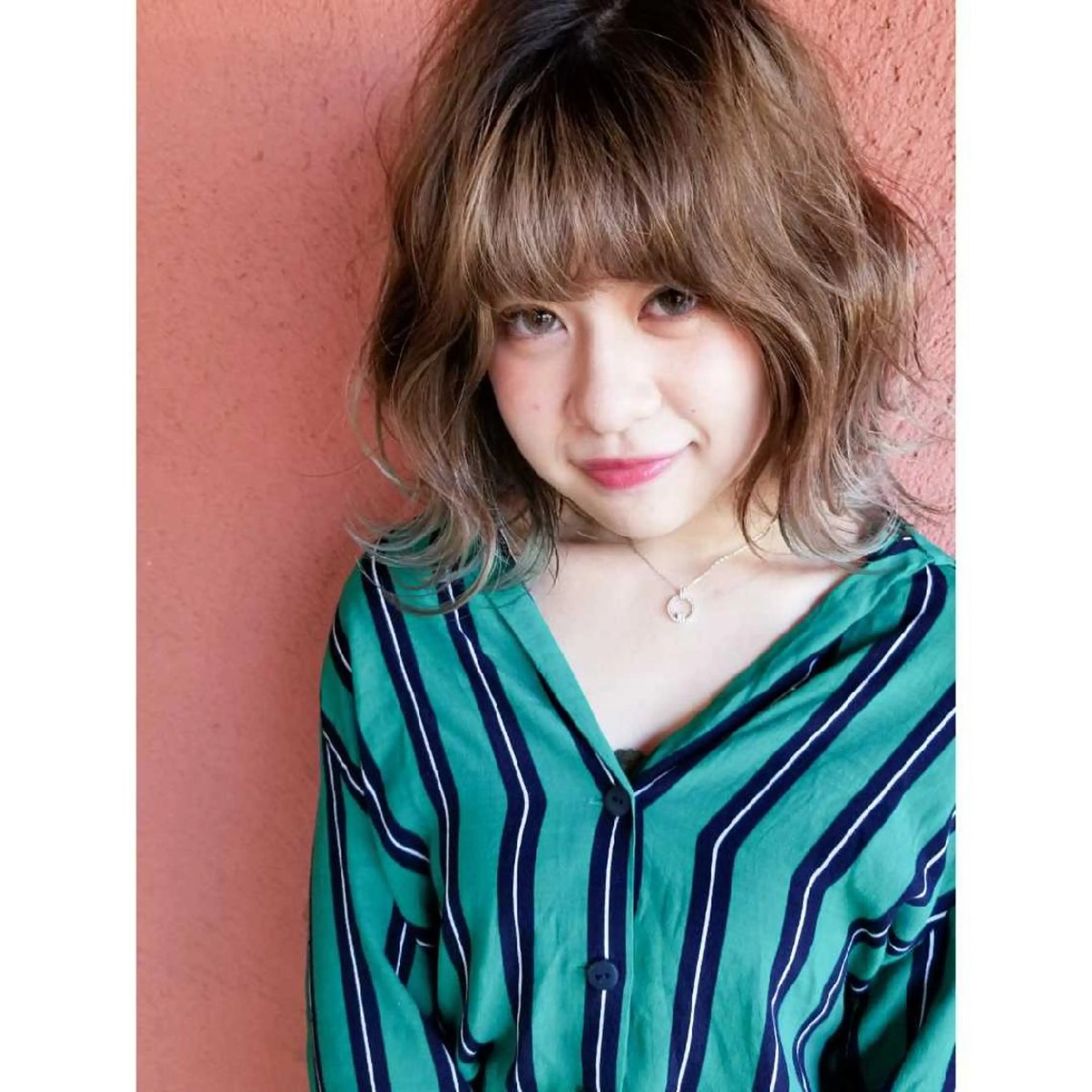 ミディアム パーマ カラー ブリーチ、デザイン  カラー福士直矢のヘアスタイル