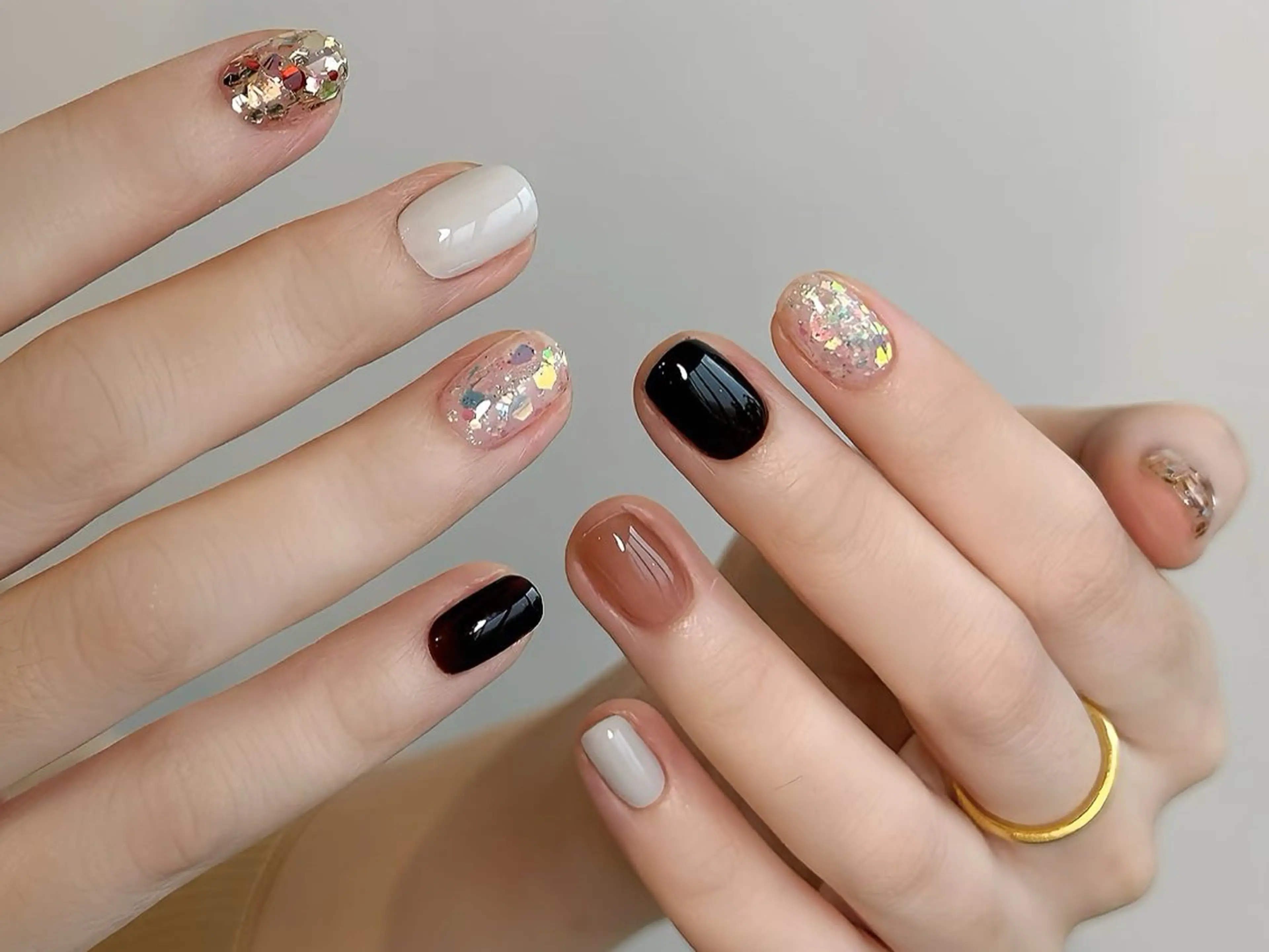 ネイル アートネイル オーロラネイル クリアネイル 長さ出し フレンチネイル K Kのネイルデザイン