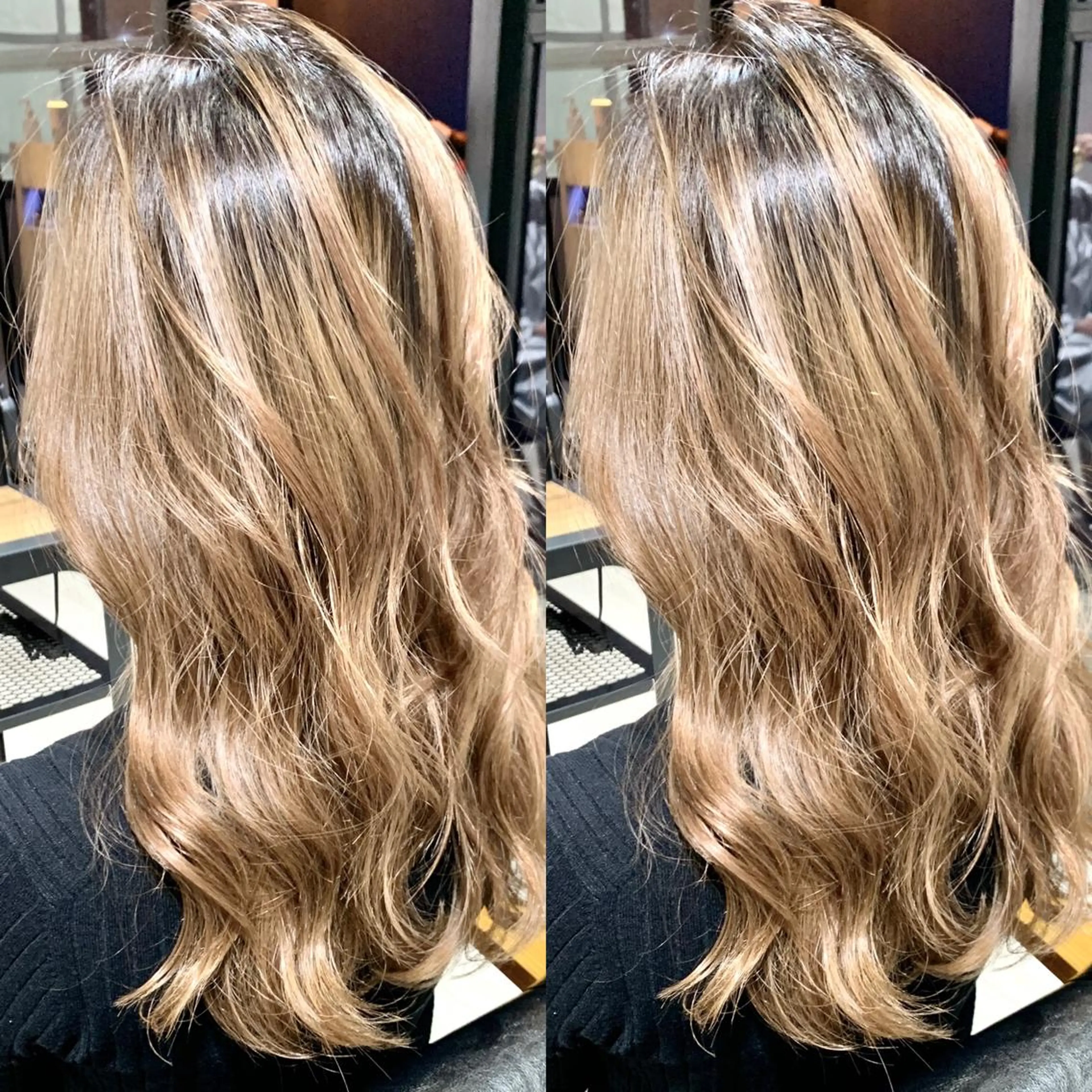 セミロング カラー バレイヤージュ ブリーチ デザインカラー ハイライトカラー ハイライト ヘアカラー トリートメント 岡崎勇人/レイヤー/ 韓国/ケラチンTRのヘアスタイル