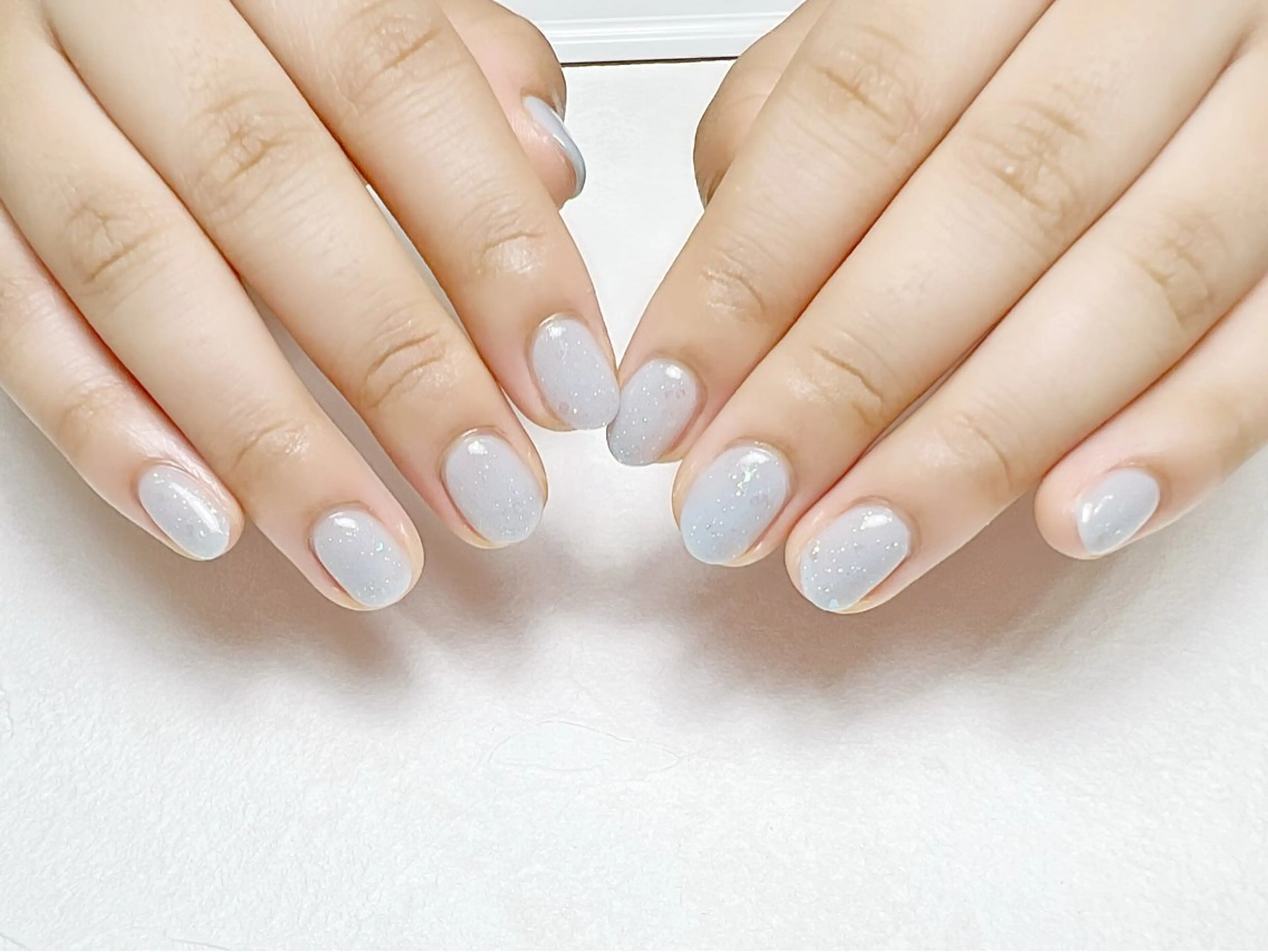 ネイル ブルー キラキラネイル オフィスネイル ワンカラーネイル シンプルネイル rouse nail RISATOのネイルデザイン