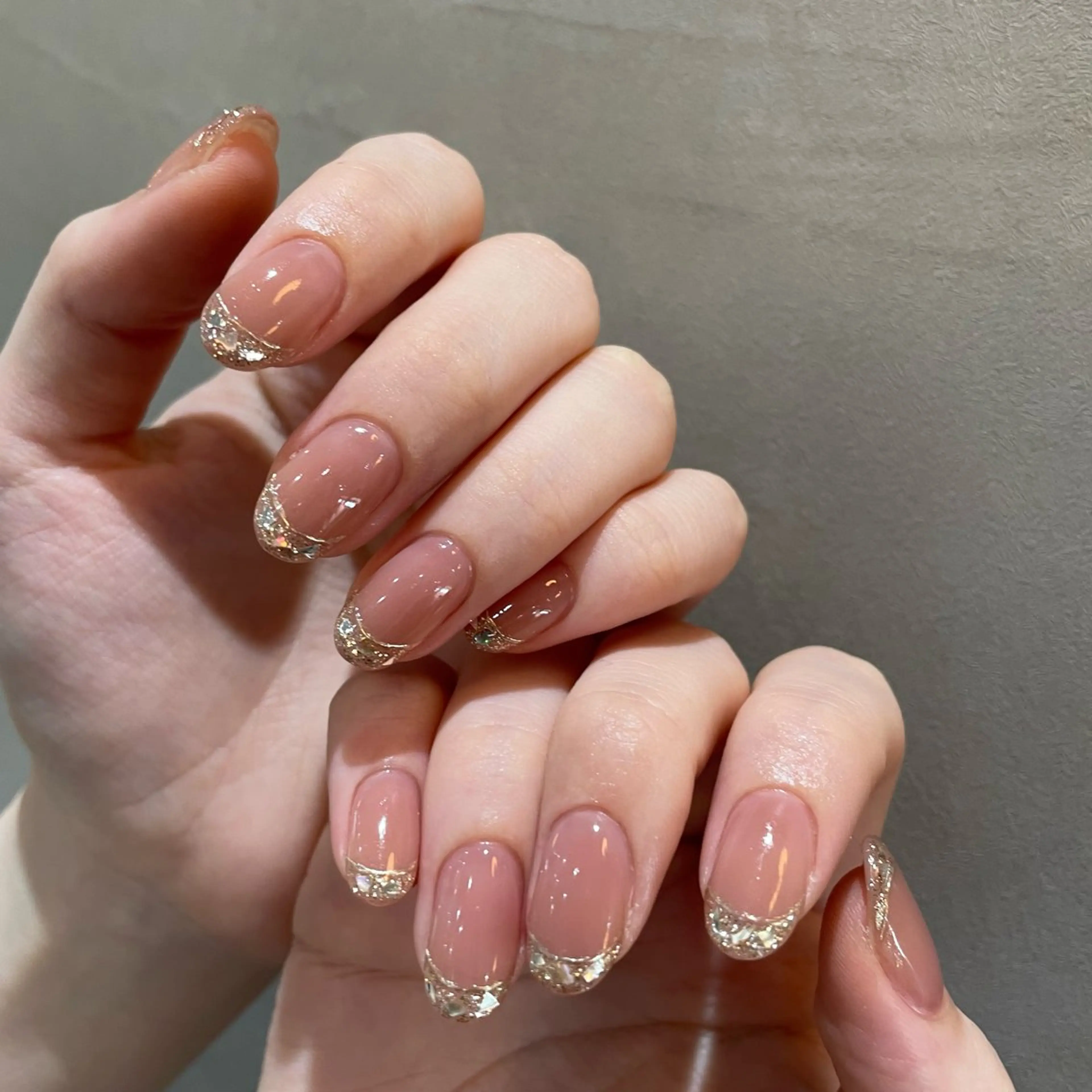 ネイル フレンチネイル ガラスフレンチ ハンドネイル kaho /うるつや/ワンホンのネイルデザイン