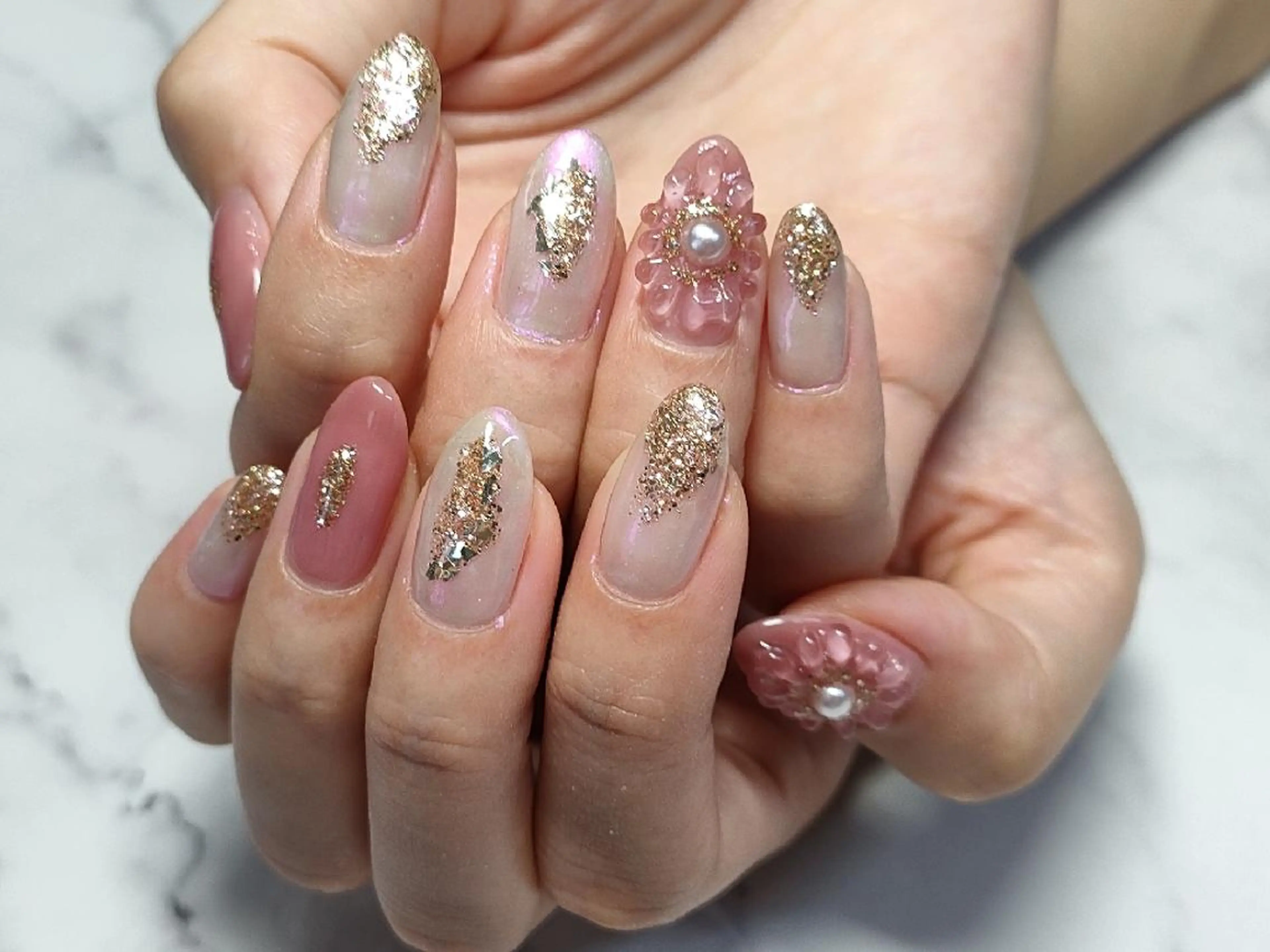 ネイル フラワーネイル ニュアンスネイル ピンク 平野 亜季のネイルデザイン