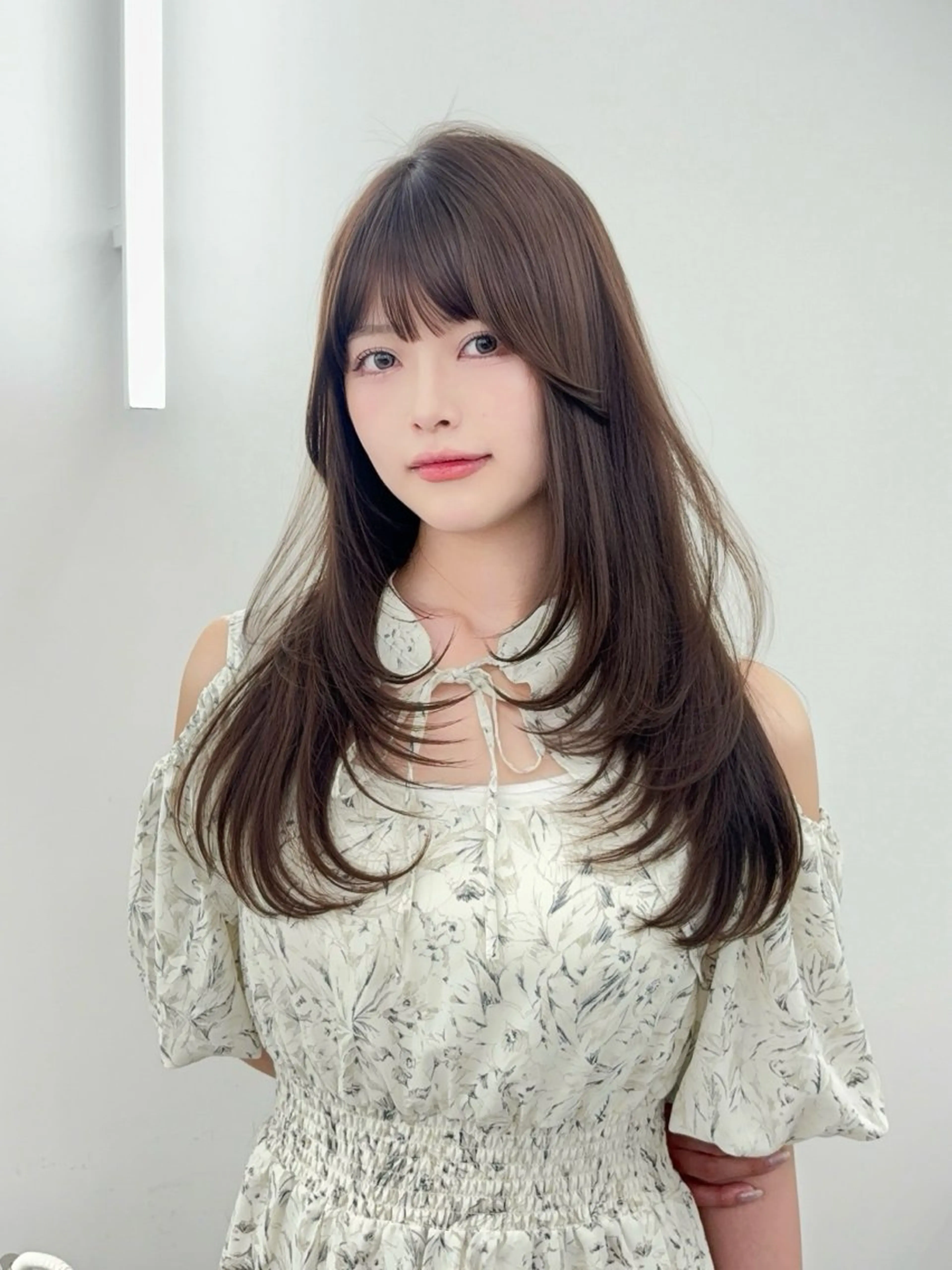 ロング カラー 小顔カット カット ヘアカラー トリートメント 韓国ヘア/レイヤー/ 顔まわり足立遥奈のヘアスタイル