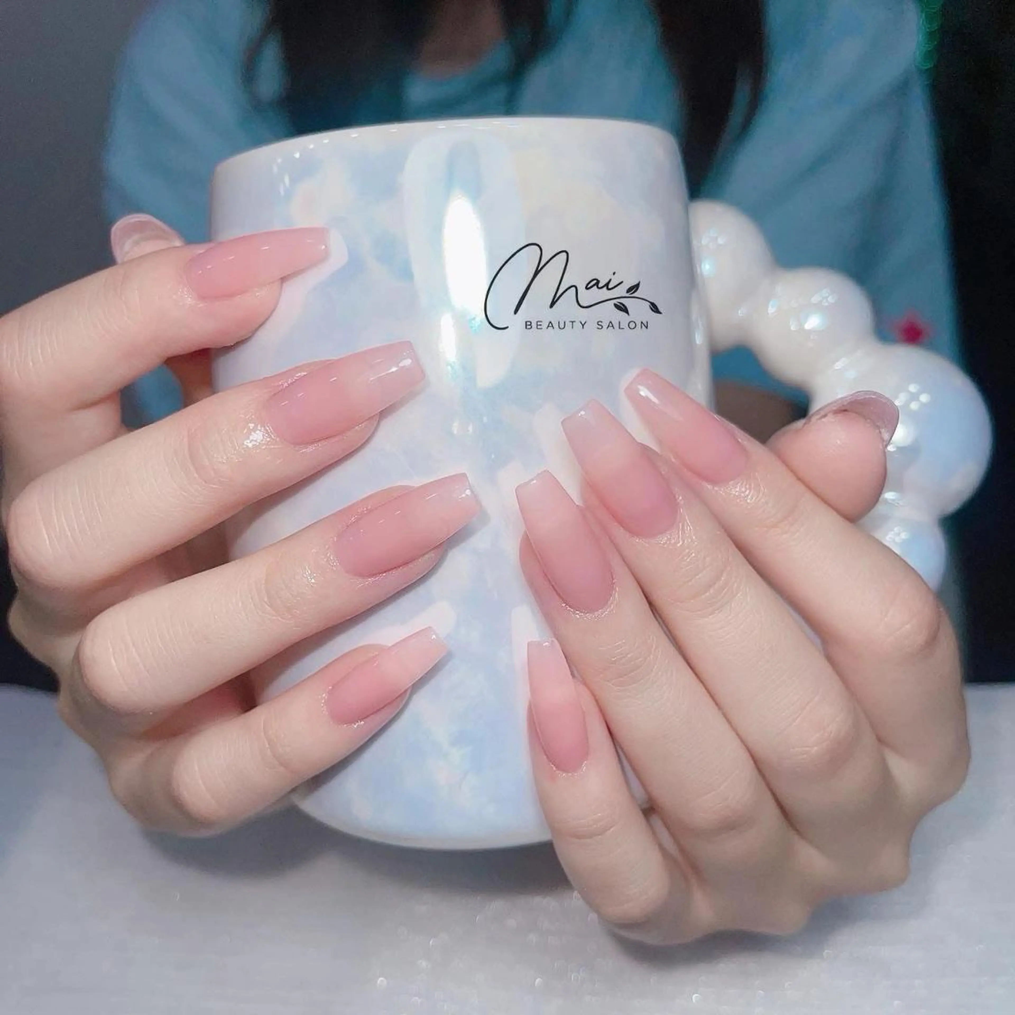 ネイル オーロラネイル チークネイル 長さ出し フラッシュネイル フットネイル MaiBeauty HaNaのネイルデザイン