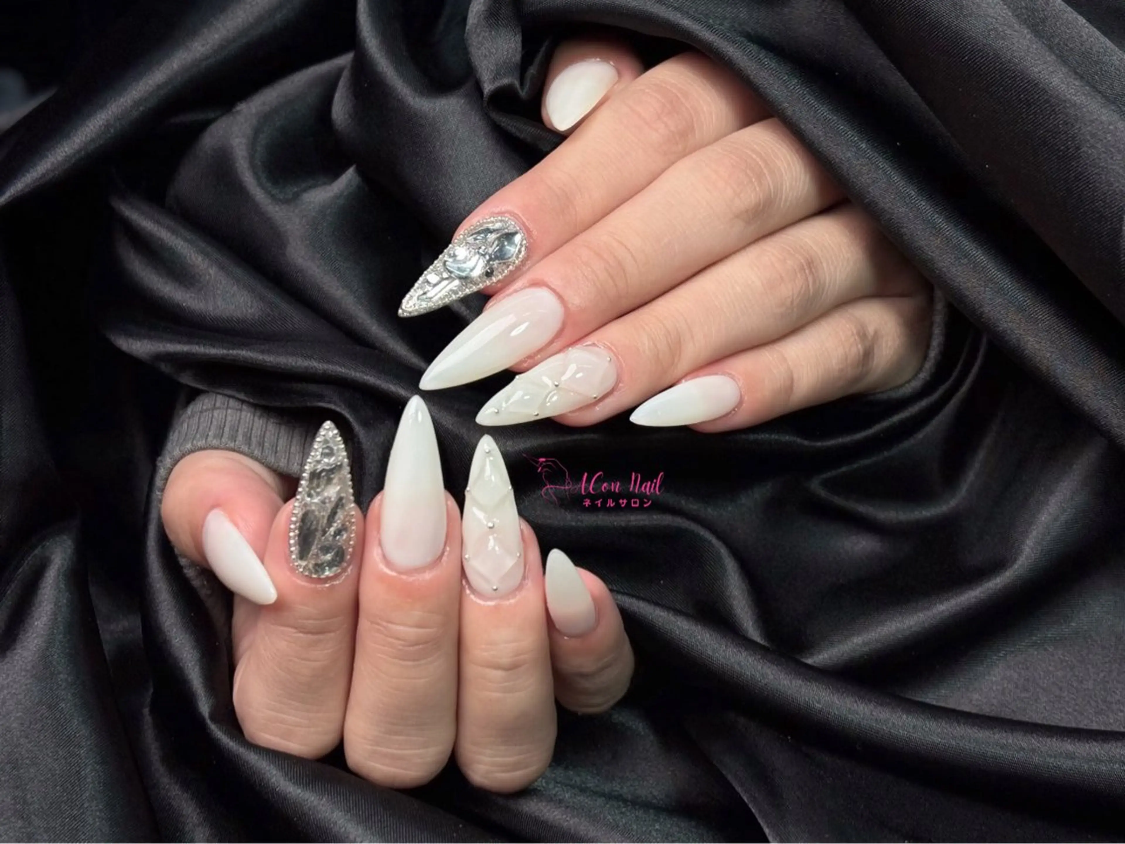 ネイル 桜ネイル 長さ出し フラワーネイル フレンチネイル ジェルネイル ハンドネイル ACon NailSalonのネイルデザイン