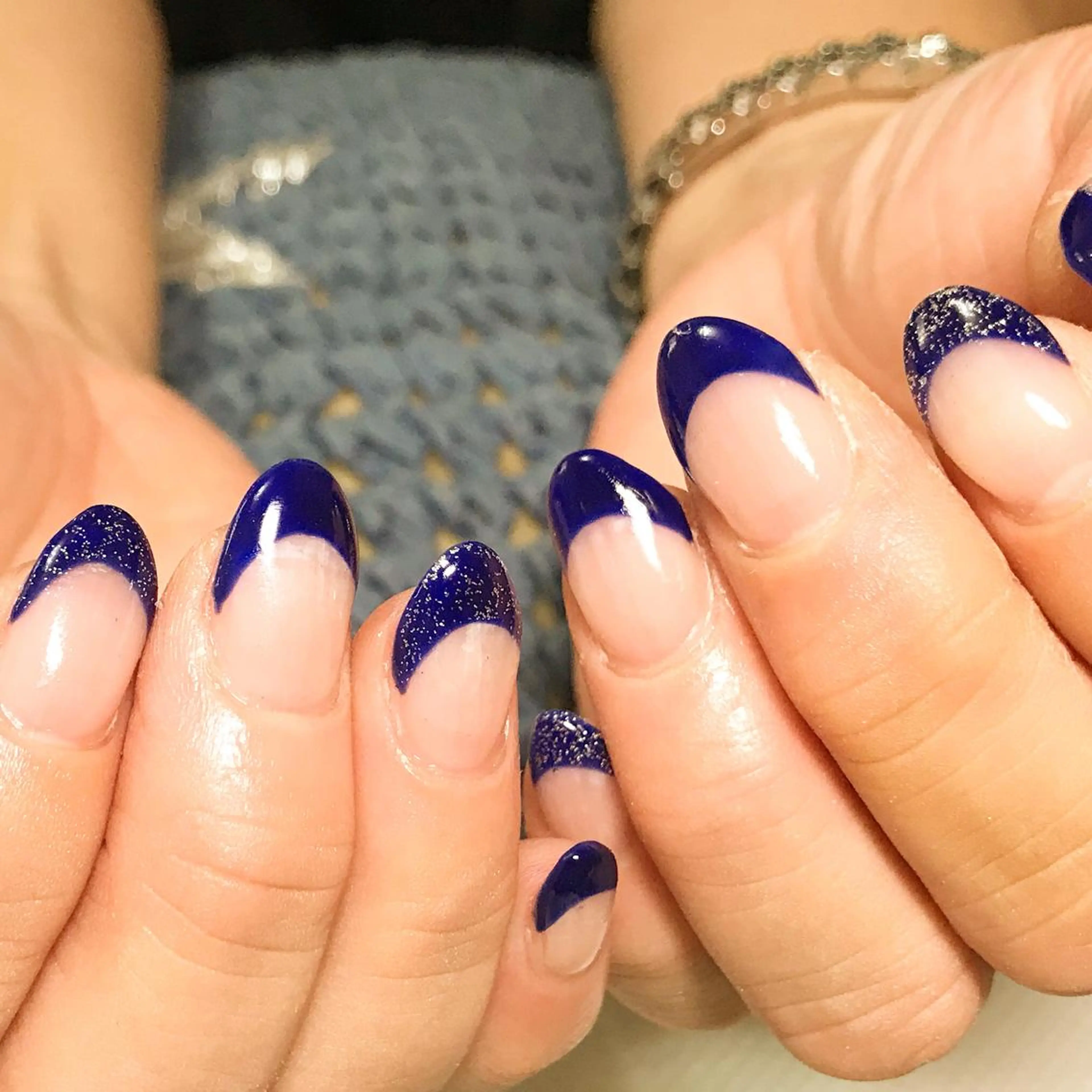 ネイル ブルー フットネイル フレンチネイル ラメ(グリッター) シンプルネイル nail fufla ♡yamane♡のネイルデザイン