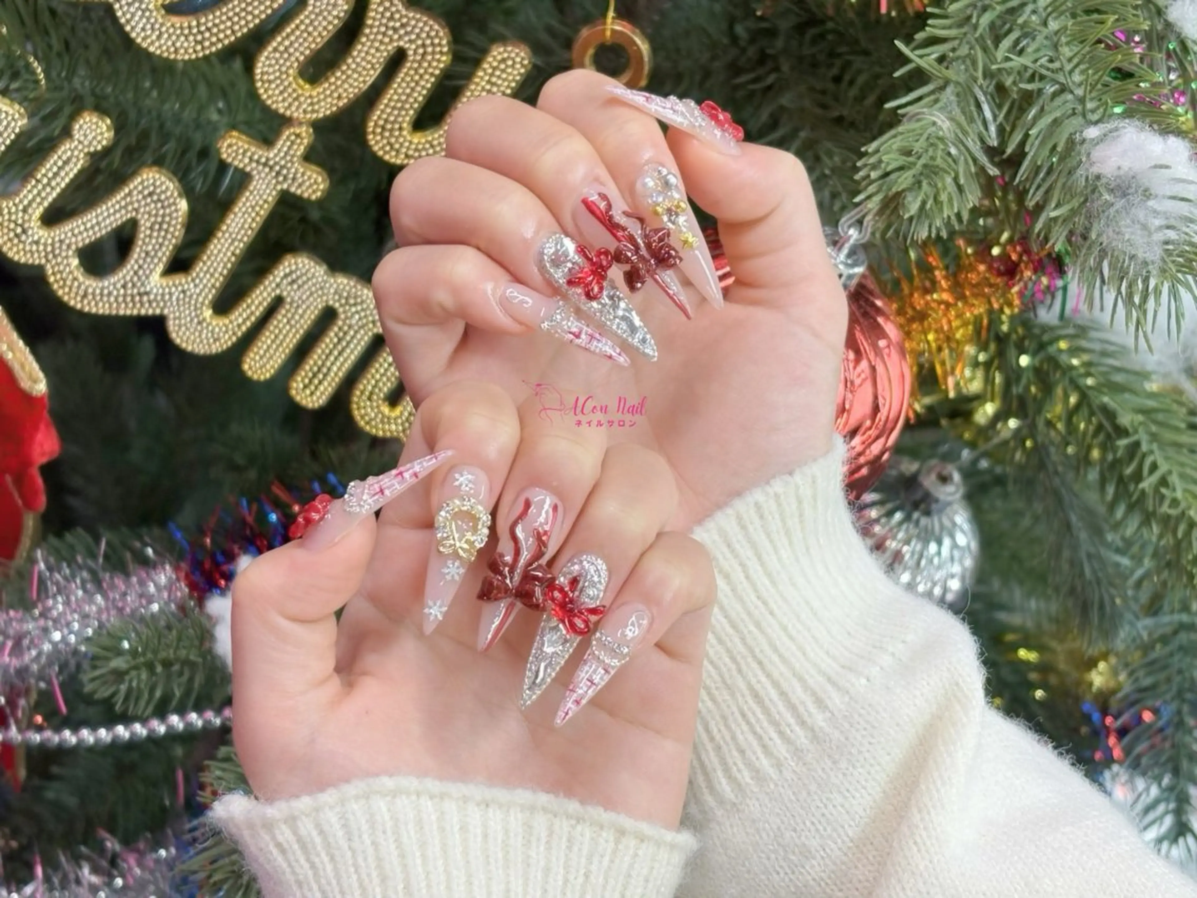 ネイル 桜ネイル 長さ出し フラワーネイル フレンチネイル ジェルネイル ハンドネイル ACon NailSalonのネイルデザイン