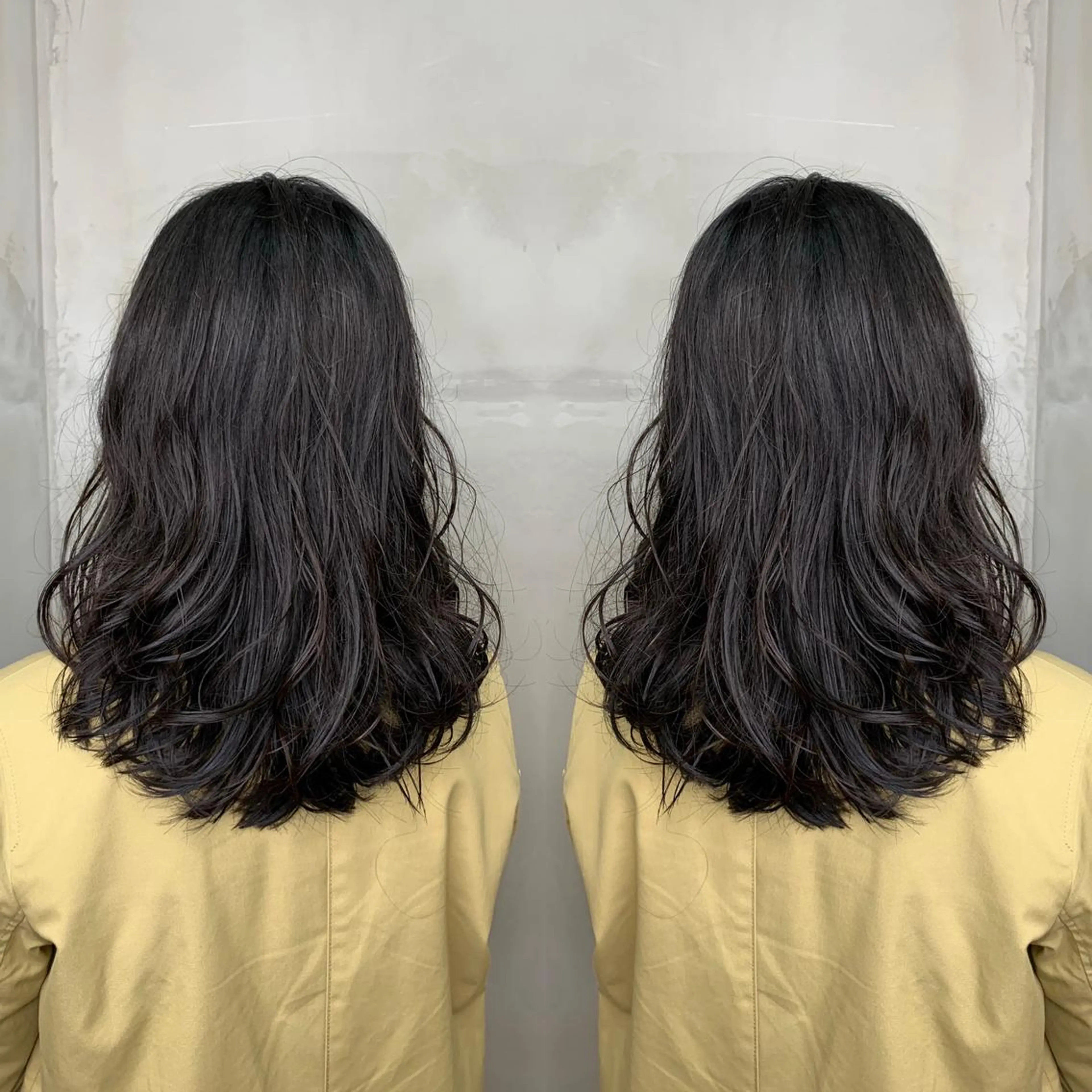 セミロング パーマ アッシュ ハイライト 髪質改善 レイヤーカット 縮毛矯正 レイヤーカット/ 艶カラー/RYOMAのヘアスタイル