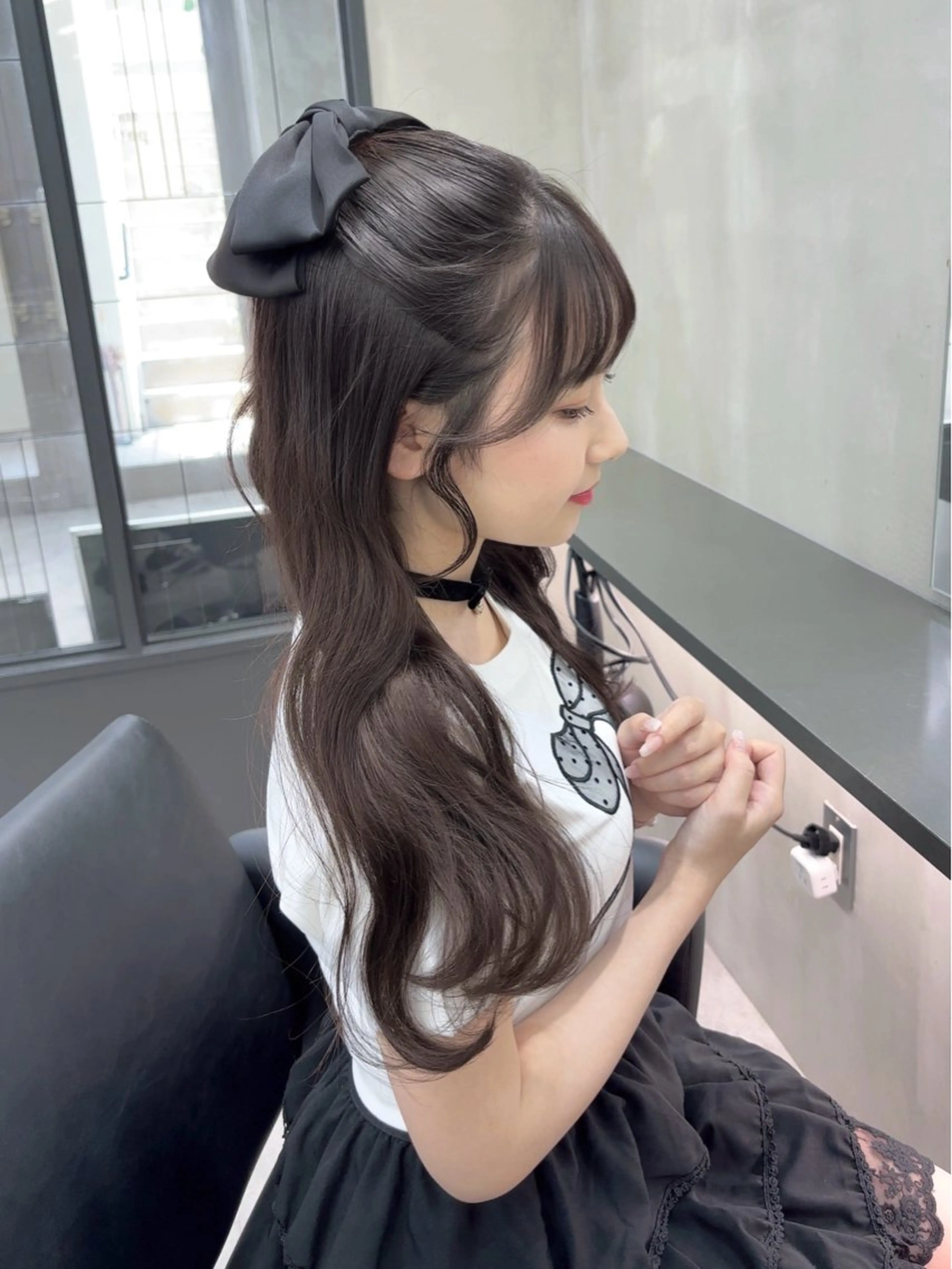 ロング カラー ヘアアレンジ ハーフアップ ベージュカラー ブリーチ ブラウンカラー チョコレートブラウン the path sora♡のヘアスタイル