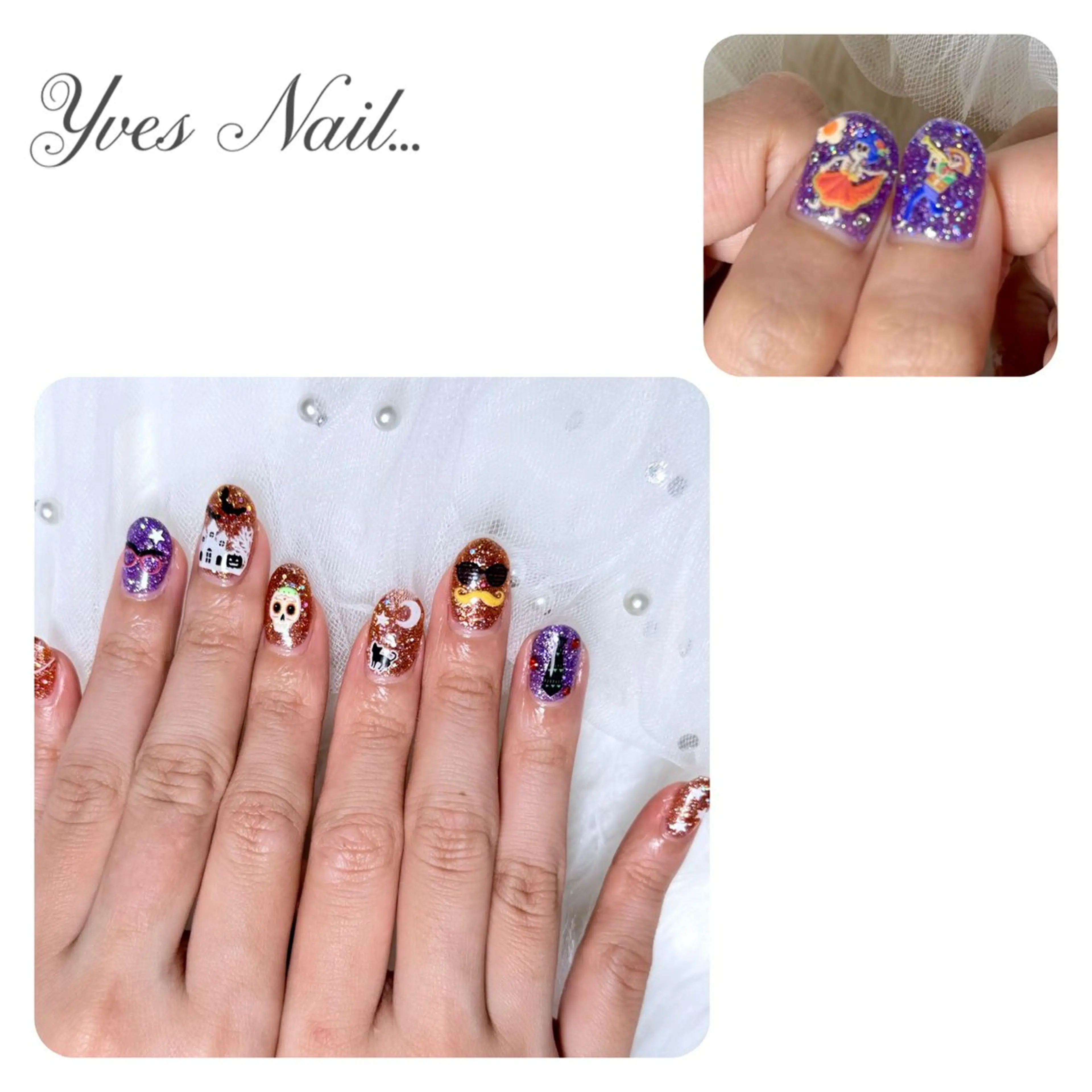 ネイル ハロウィン ラメ(グリッター) ハンドネイル kanno yのネイルデザイン