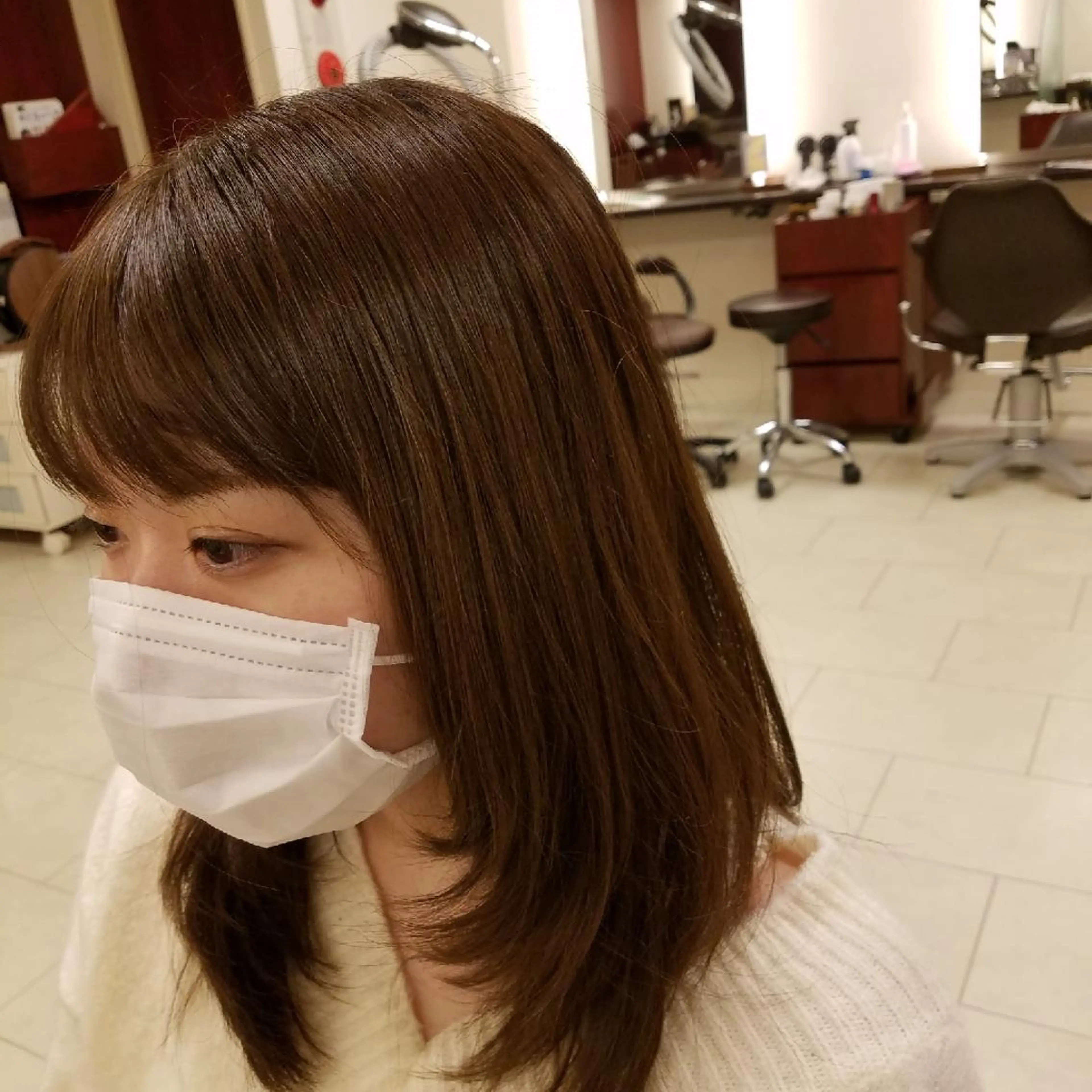 セミロング くせ毛 トリートメント 麻里 杏彩のヘアスタイル