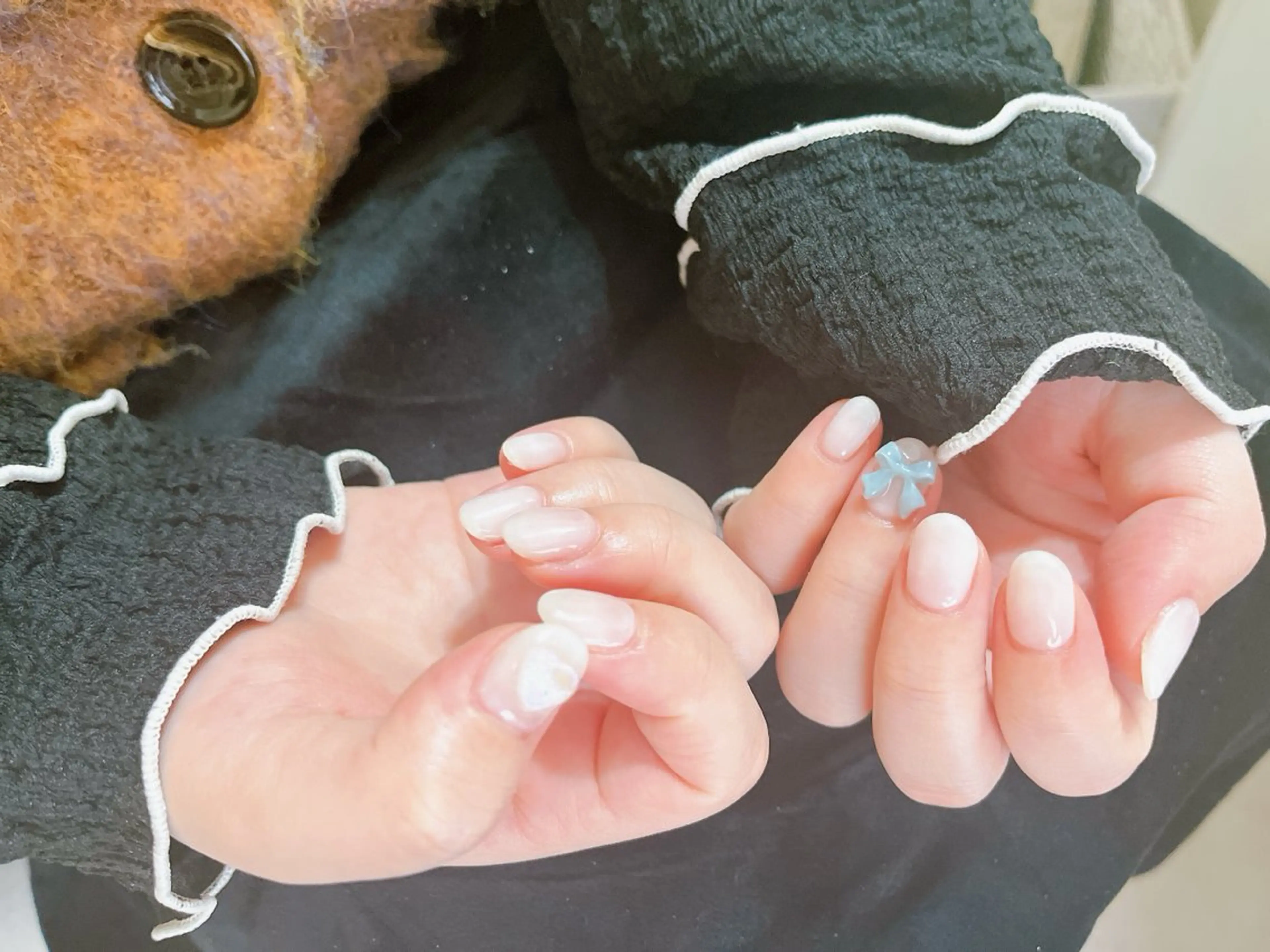 ネイル ジェルネイル 韓国ネイル メンズネイル パラジェル リボン kikinail 溝の口のネイルデザイン