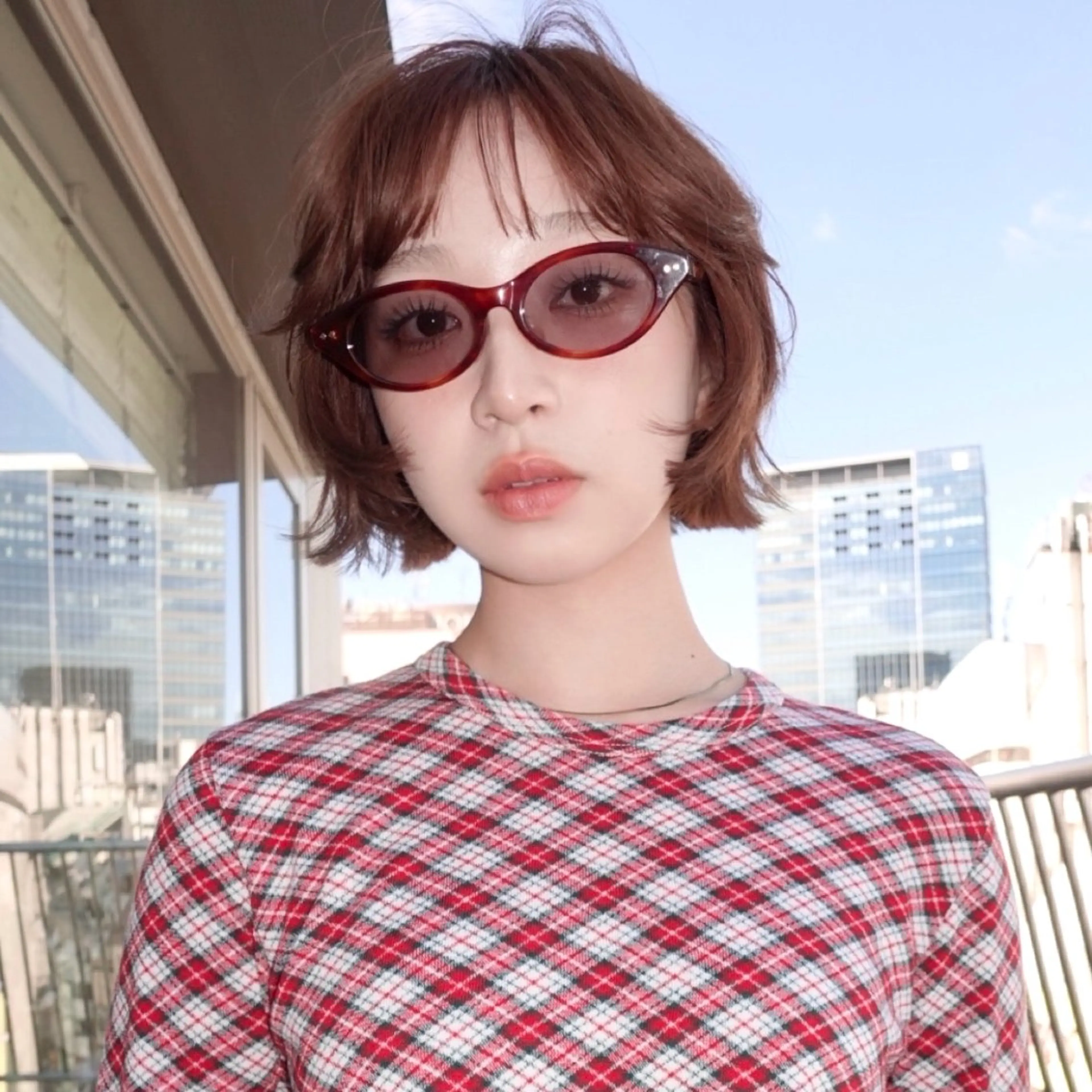 ショート カラー パーマ ボブレイヤー ブラウンカラー ナチュラルブラウン ボブ レイヤーカット レイヤーカット ボブ　渋谷のヘアスタイル