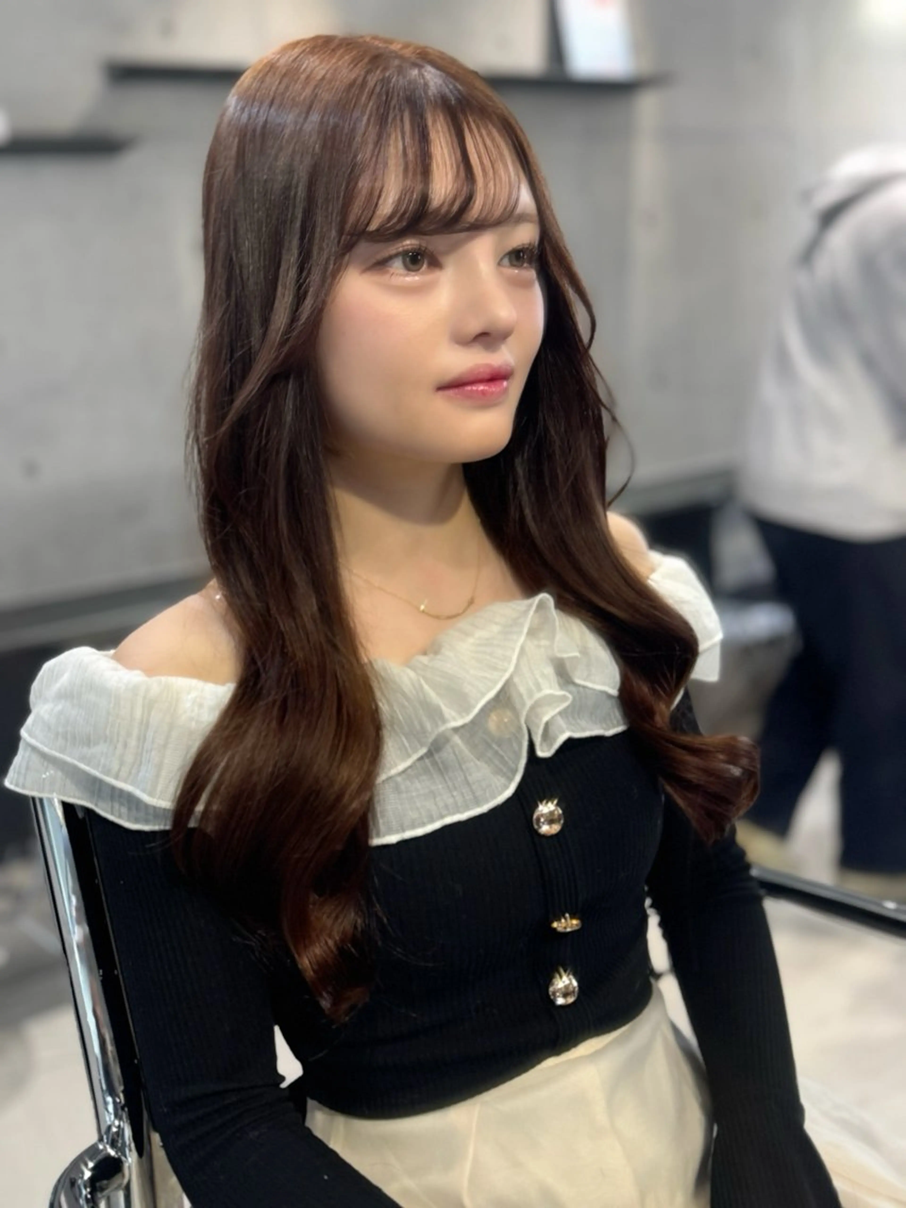 ロング カラー パーマ ヘアアレンジ カット ヘアカラー トリートメント ヘアセット 透明感/オリーブ/ グレージュ/YUKAのヘアスタイル